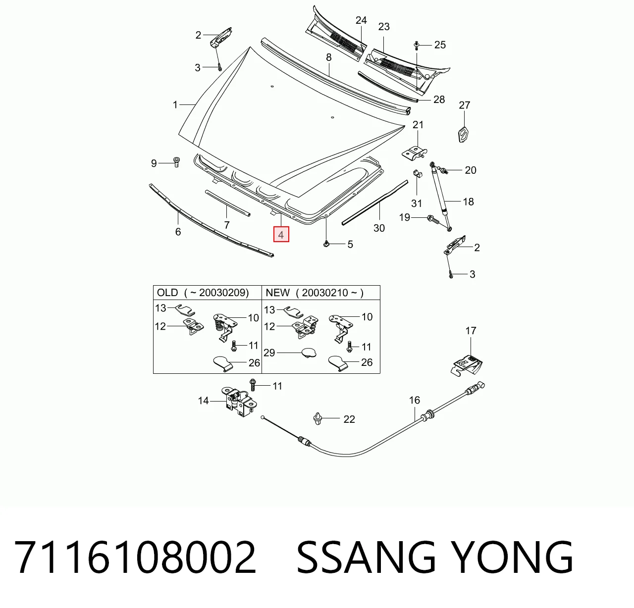 Утеплювач капота на SsangYong Rexton I RJ