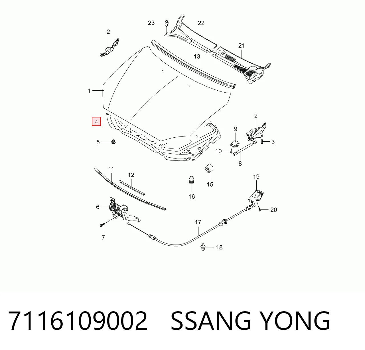 Утеплювач капота на SsangYong Kyron  