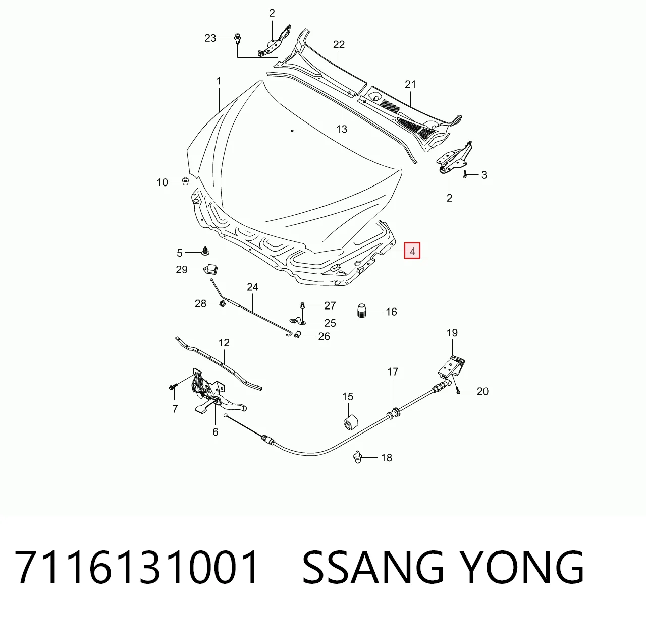 Утеплювач капота на SsangYong Actyon SPORTS QJ