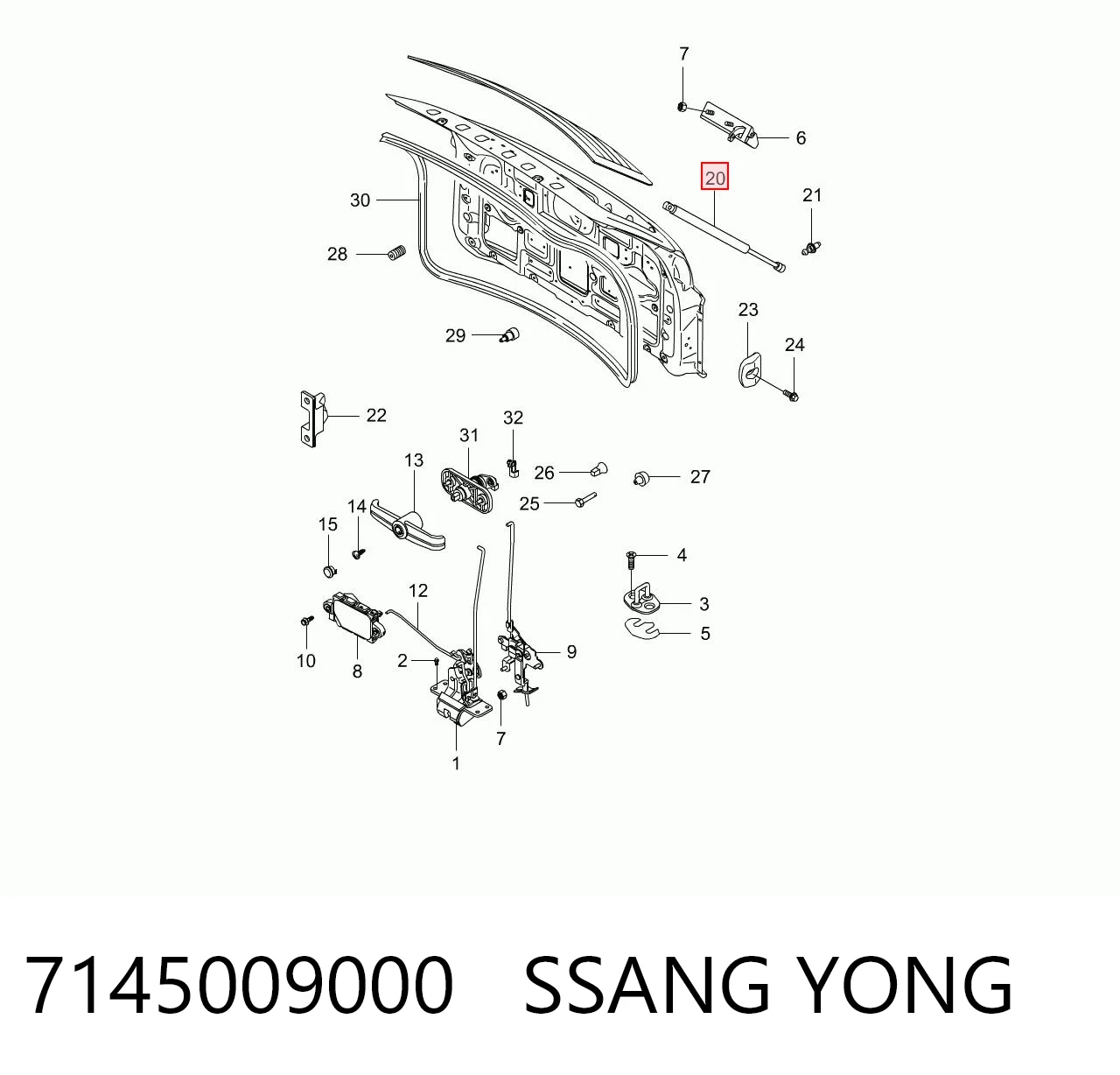 Купити Амортизатор багажника SsangYong Kyron  