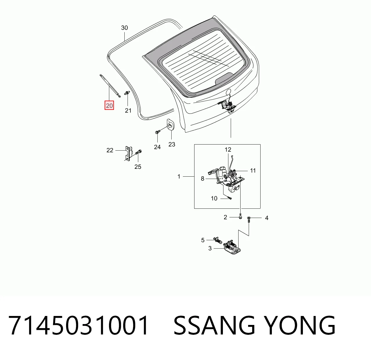 Амортизатор кришки багажника / двері 3/5-ї задньої на SsangYong Actyon  CJ