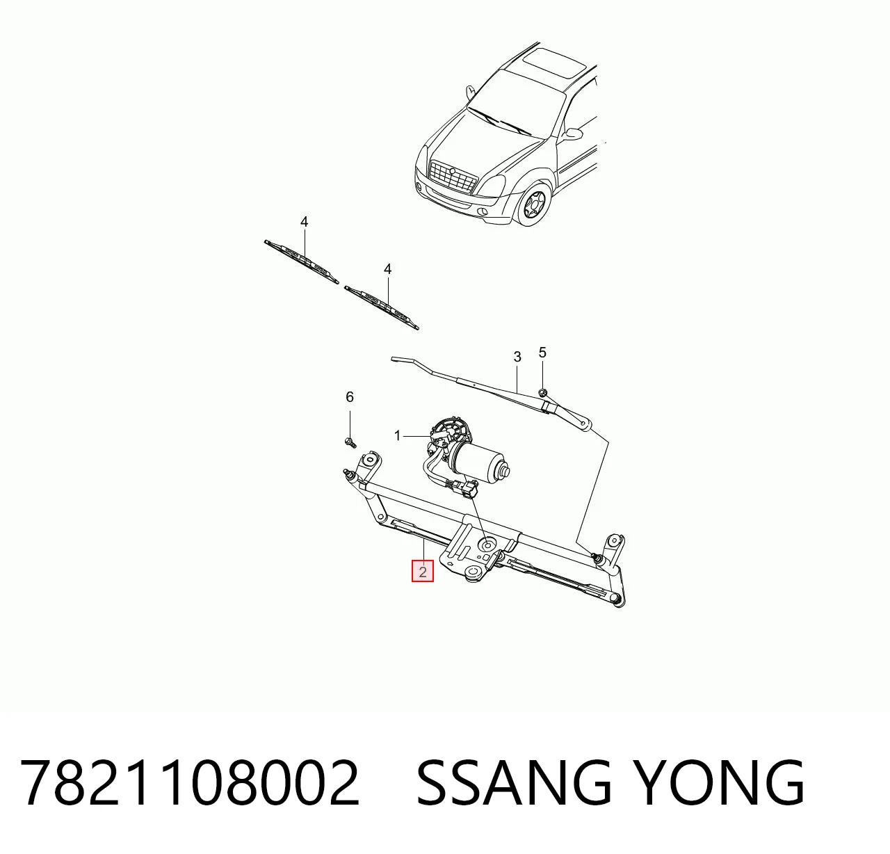 Трапеція склоочисника на SsangYong Rexton W I 