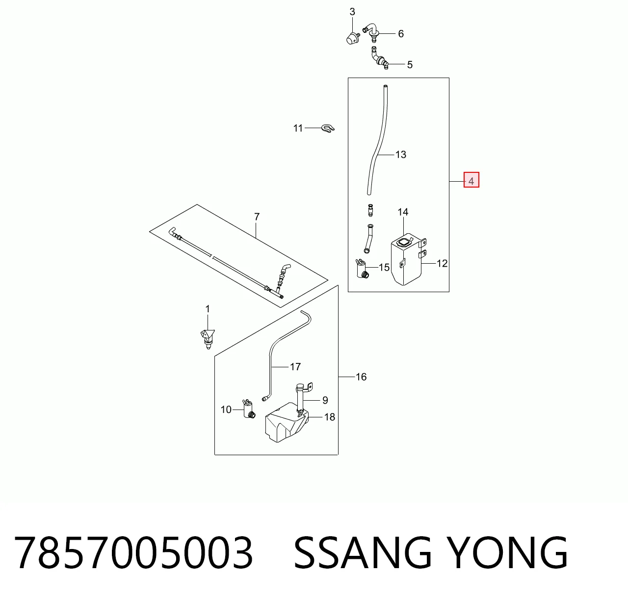 Бачок омивача лобового скла SsangYong Musso позашляховик (FJ) (1995 - 2006) ціна, від 16.95 USD