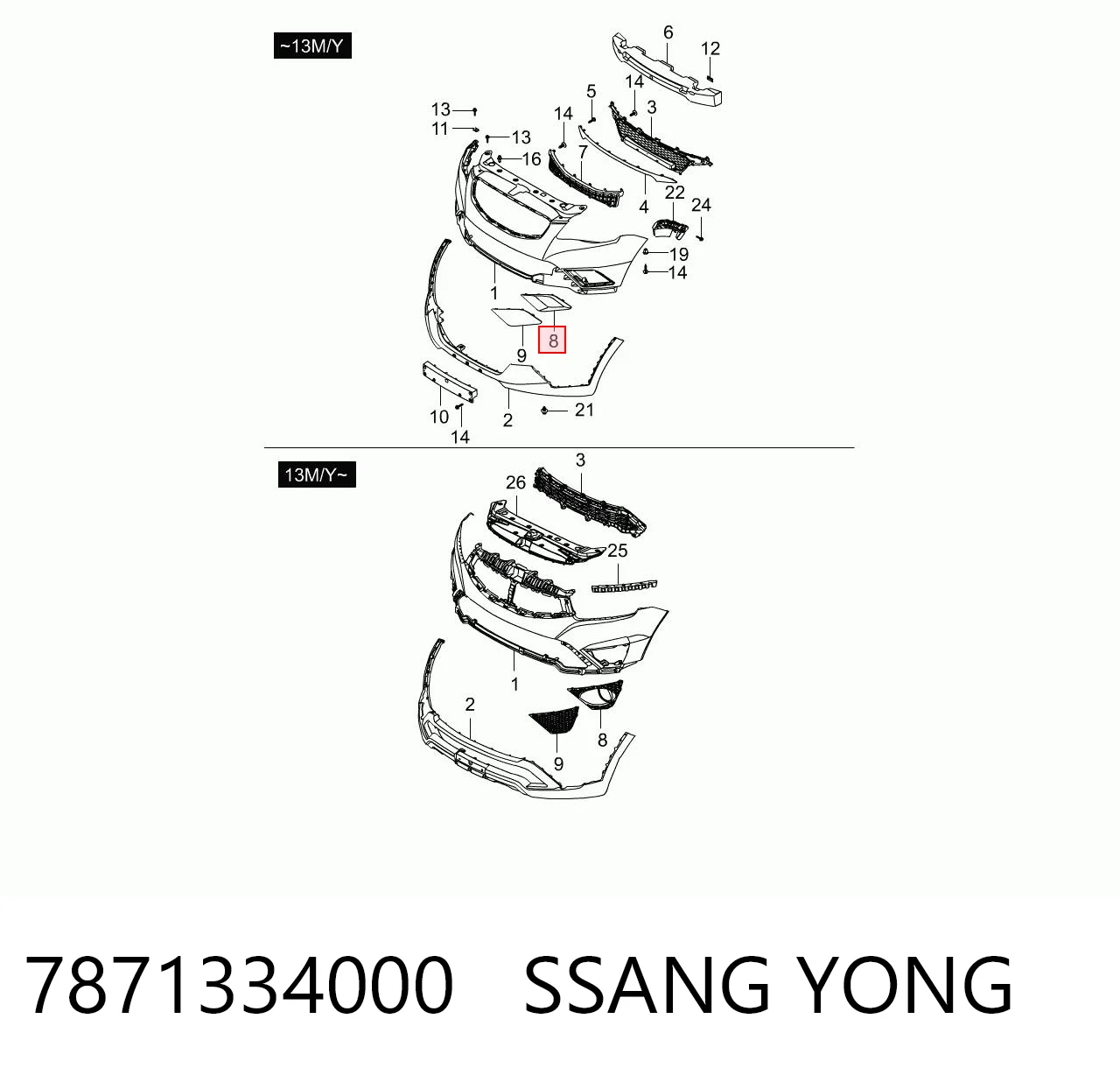 7871334000 Ssang Yong Оправа туманки