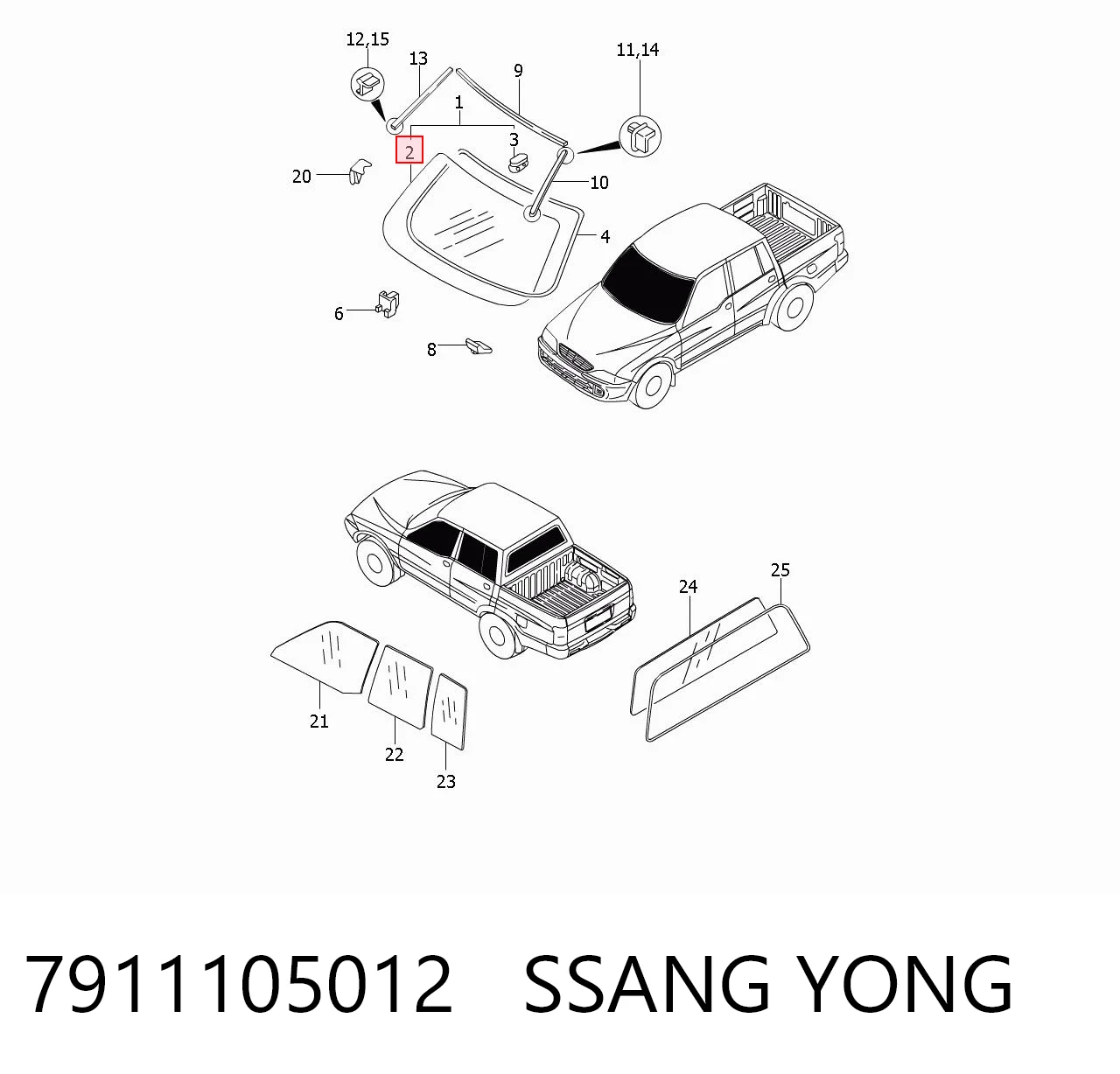 Купити Лобове скло SsangYong Musso  FJ