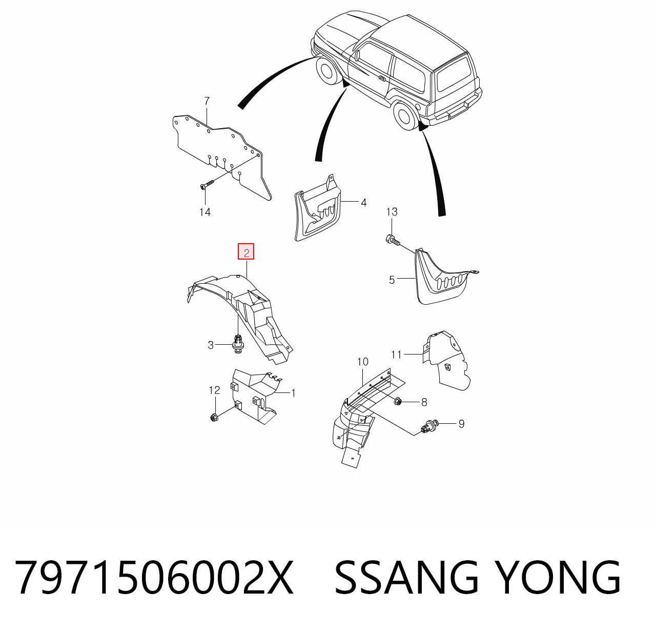 Підкрилок передній лівий на SsangYong Korando  