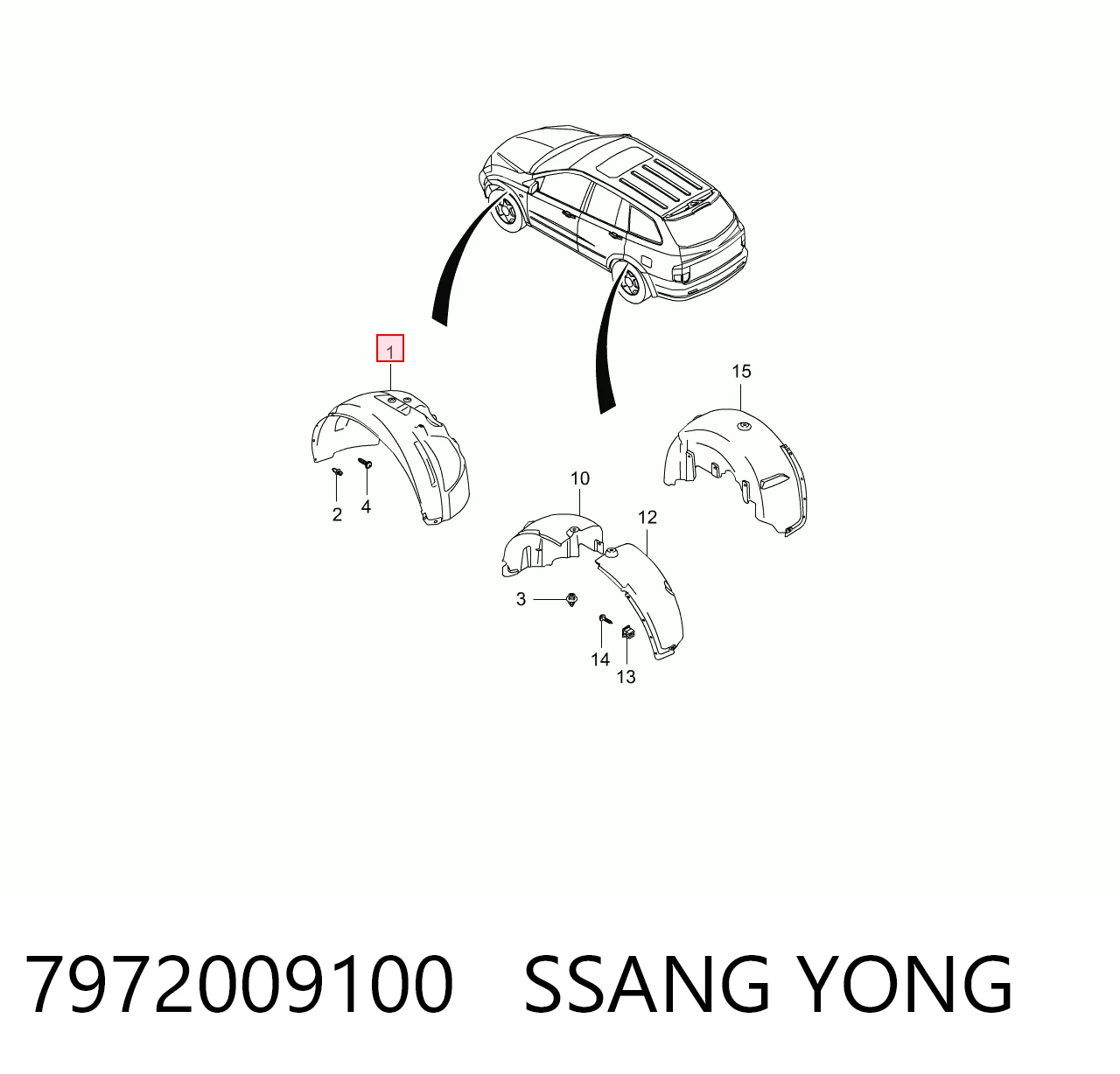  Підкрилок передній правий SsangYong Kyron 