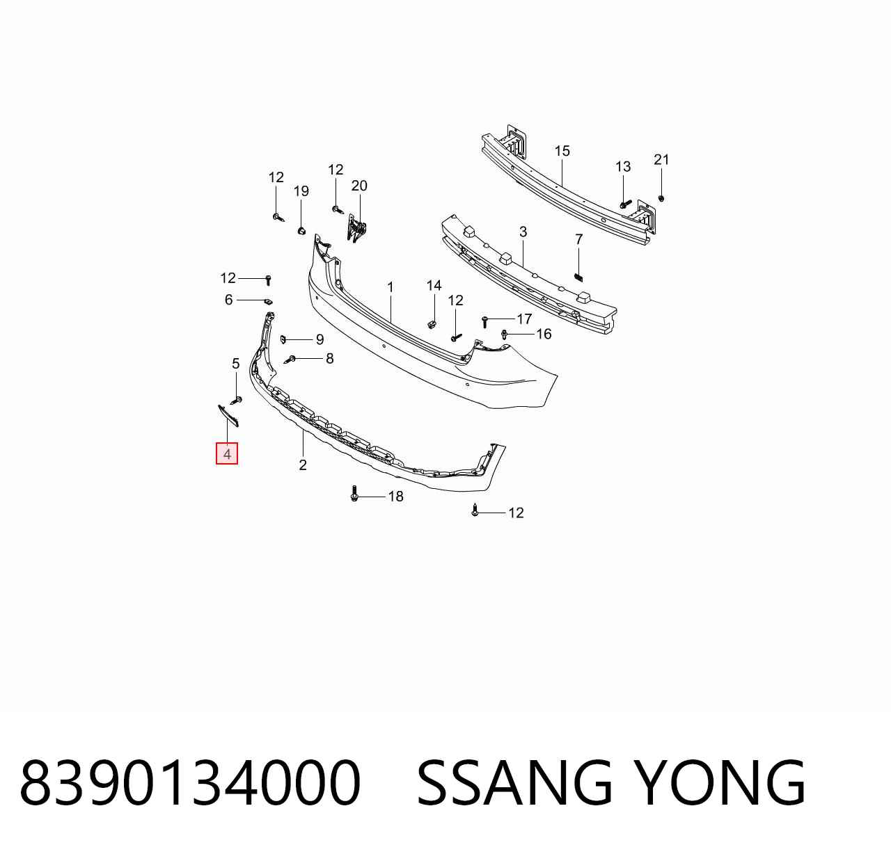 8390134000 Ssang Yong Лівий катафот бампера