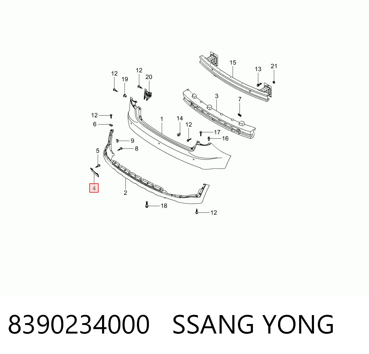 8390234000 Ssang Yong Правий катафот бампера