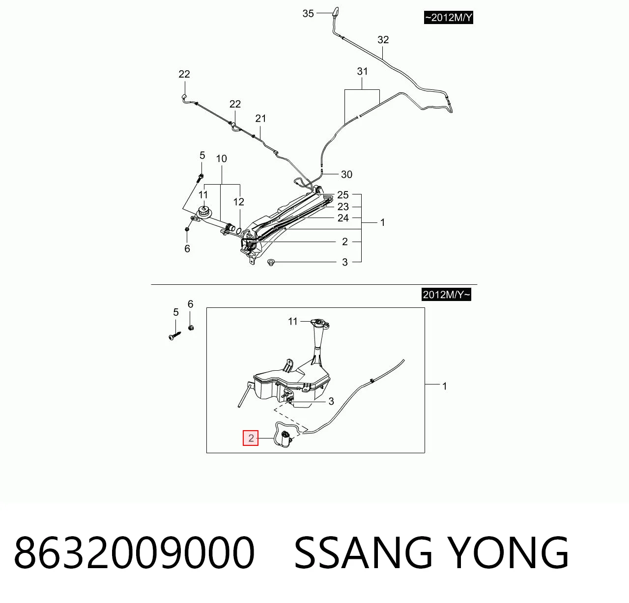 8632009000 Ssang Yong Мотор омивача