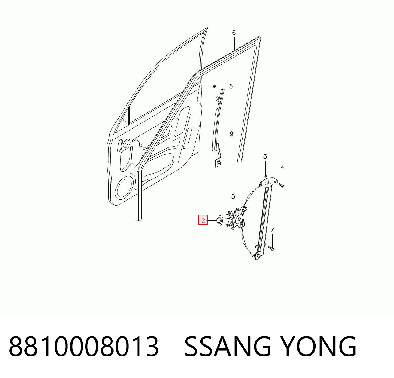 8810008013 Ssang Yong Мотор склопідйомника дверей передніх, правих