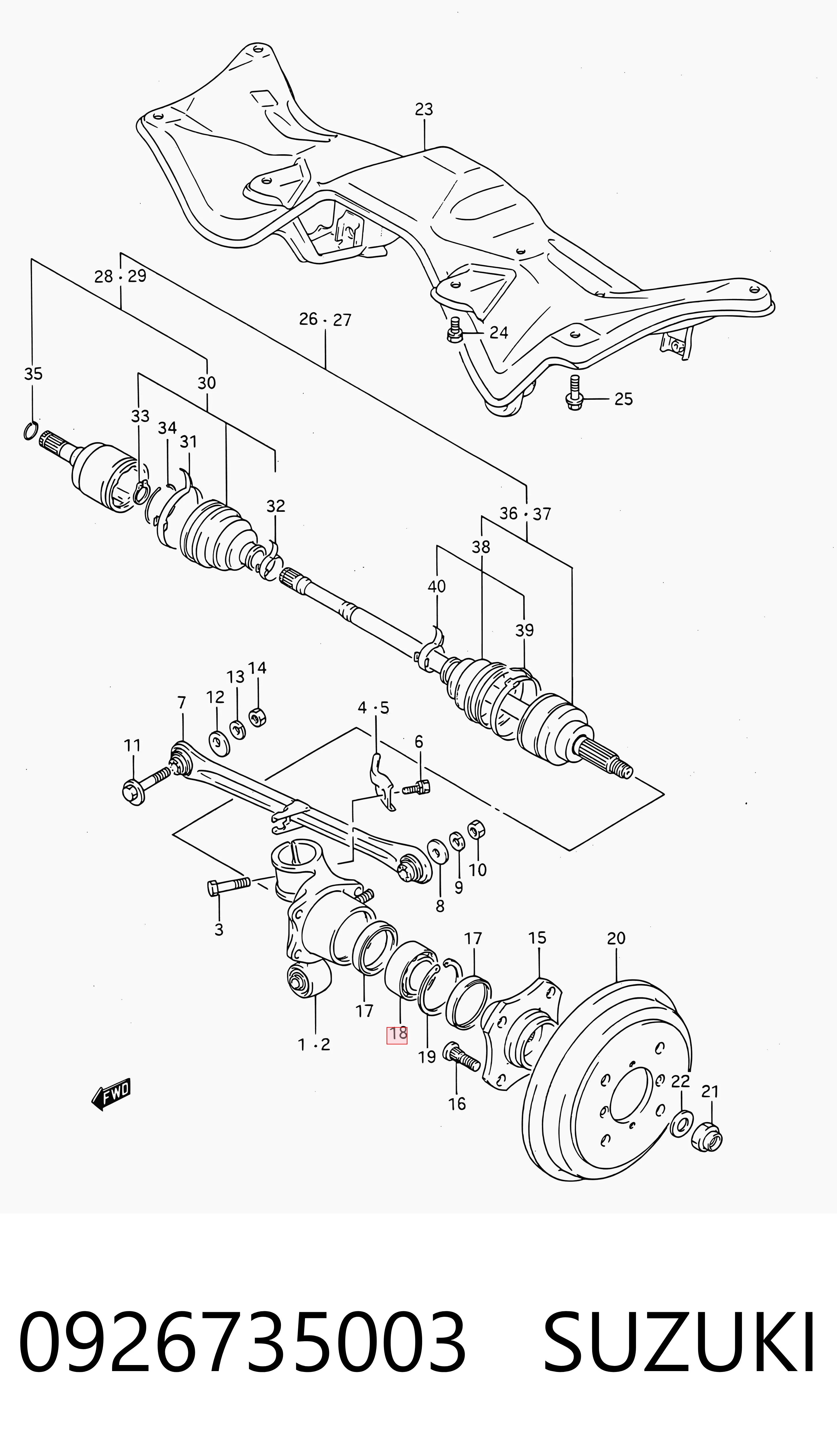 0926735003 Suzuki Підшипник ступиці задньої