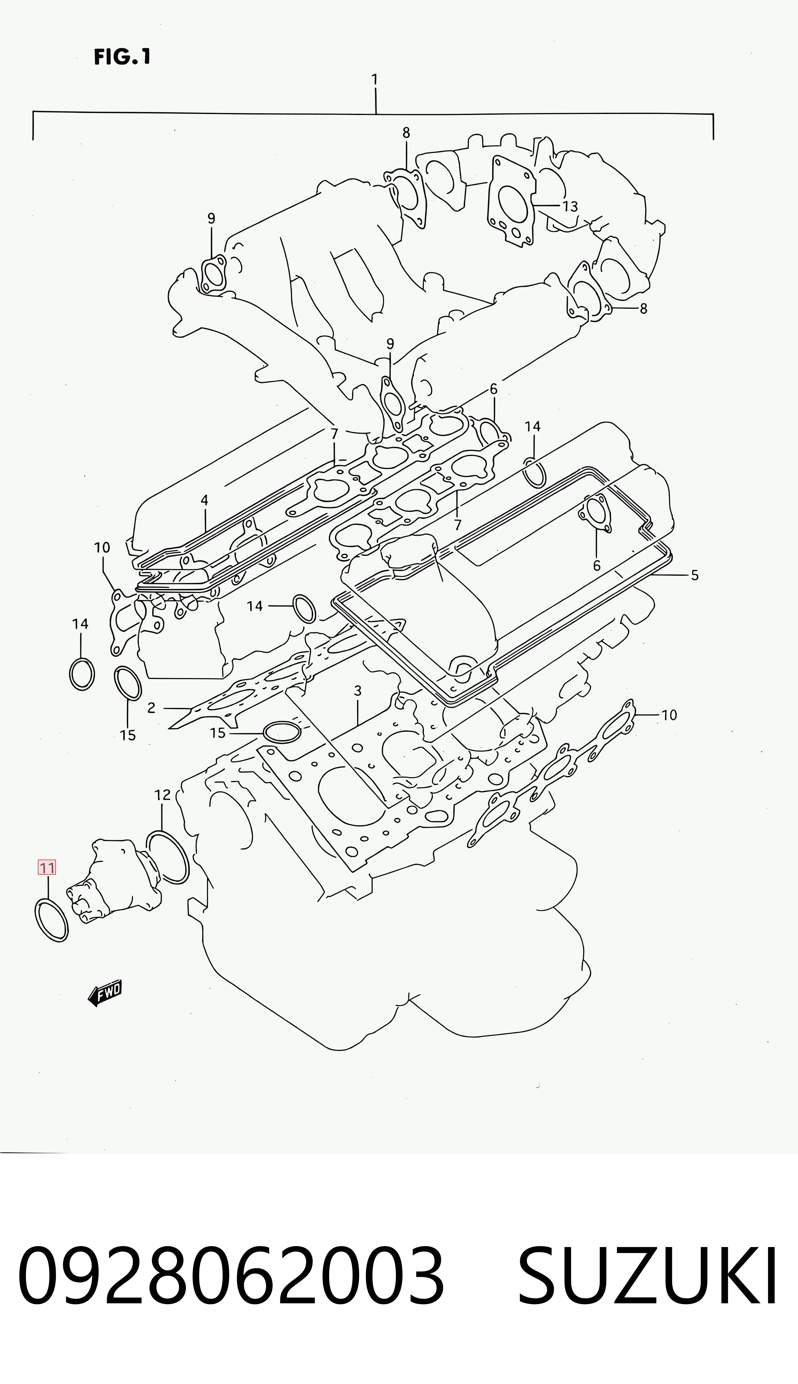 0928062003 Suzuki Прокладка кронштейна маслянного фільтра
