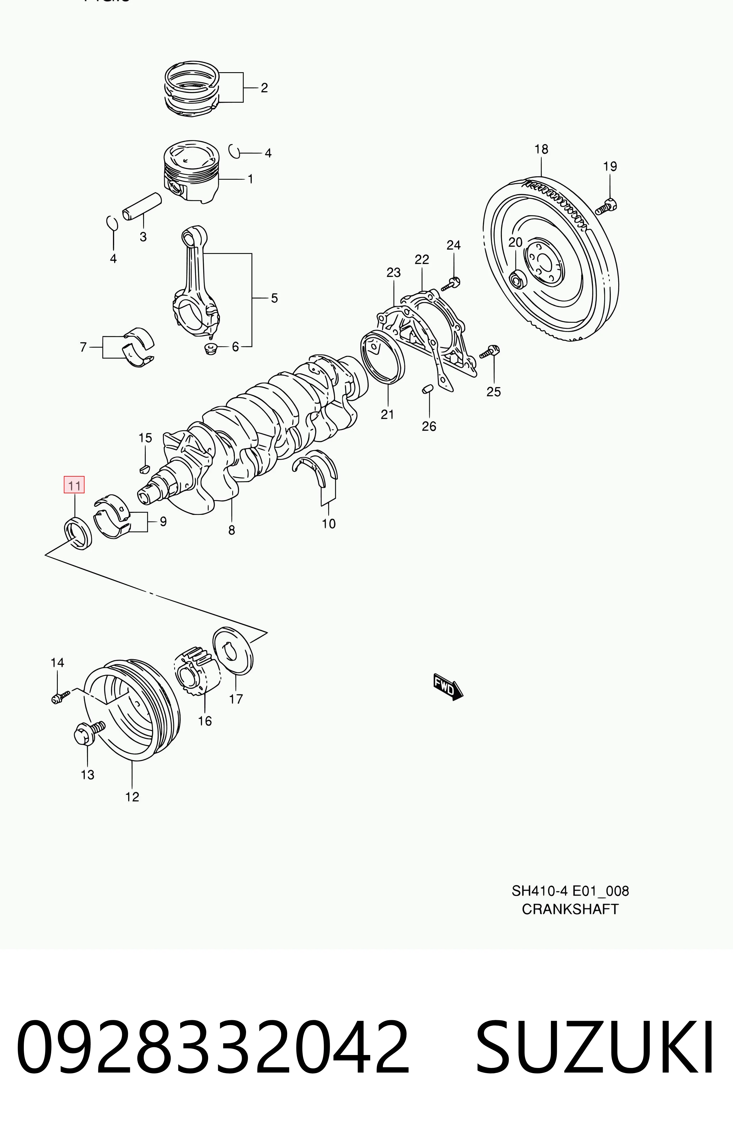 Сальник двигуна, распредвала Subaru 928332042 ціна, від 1.54 USD