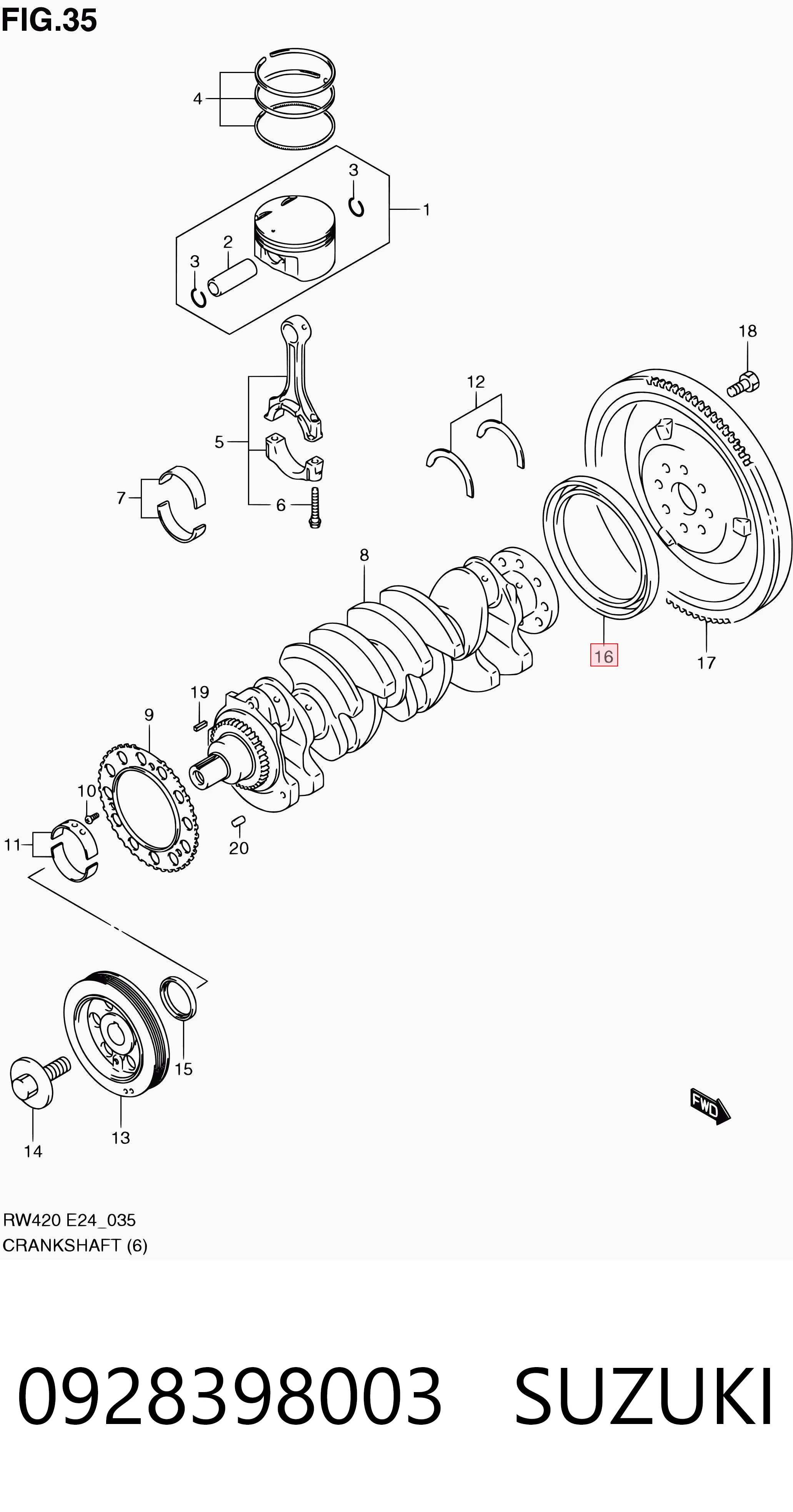 0928398003 Suzuki Сальник коленвала корінний