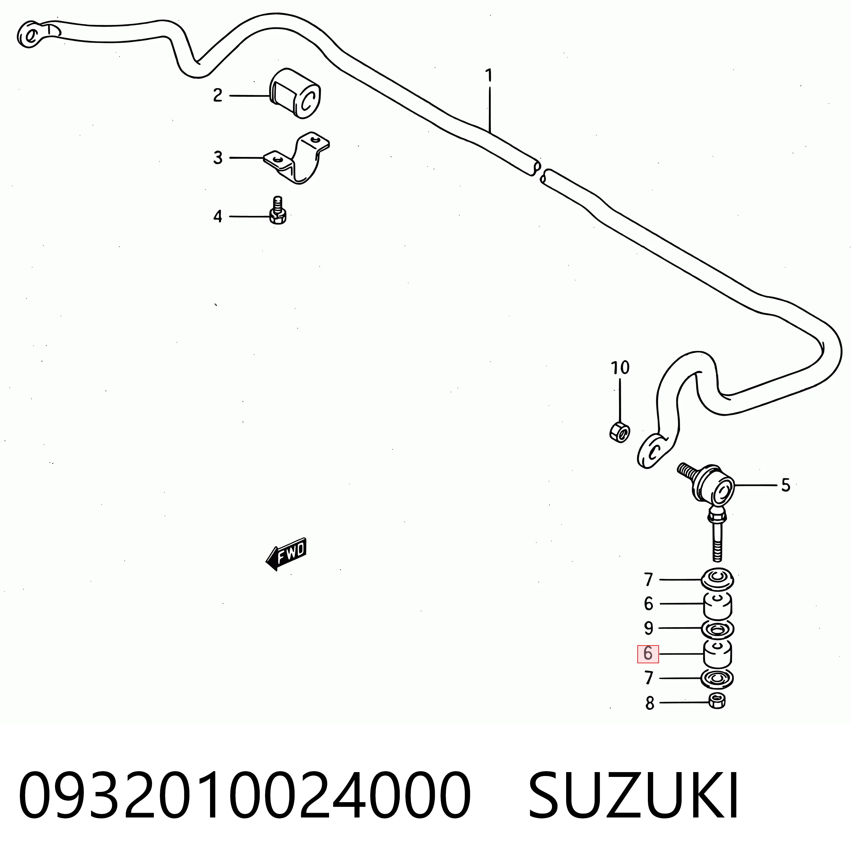 Купити 0932010024 Subaru Втулка стійки переднього стабілізатора