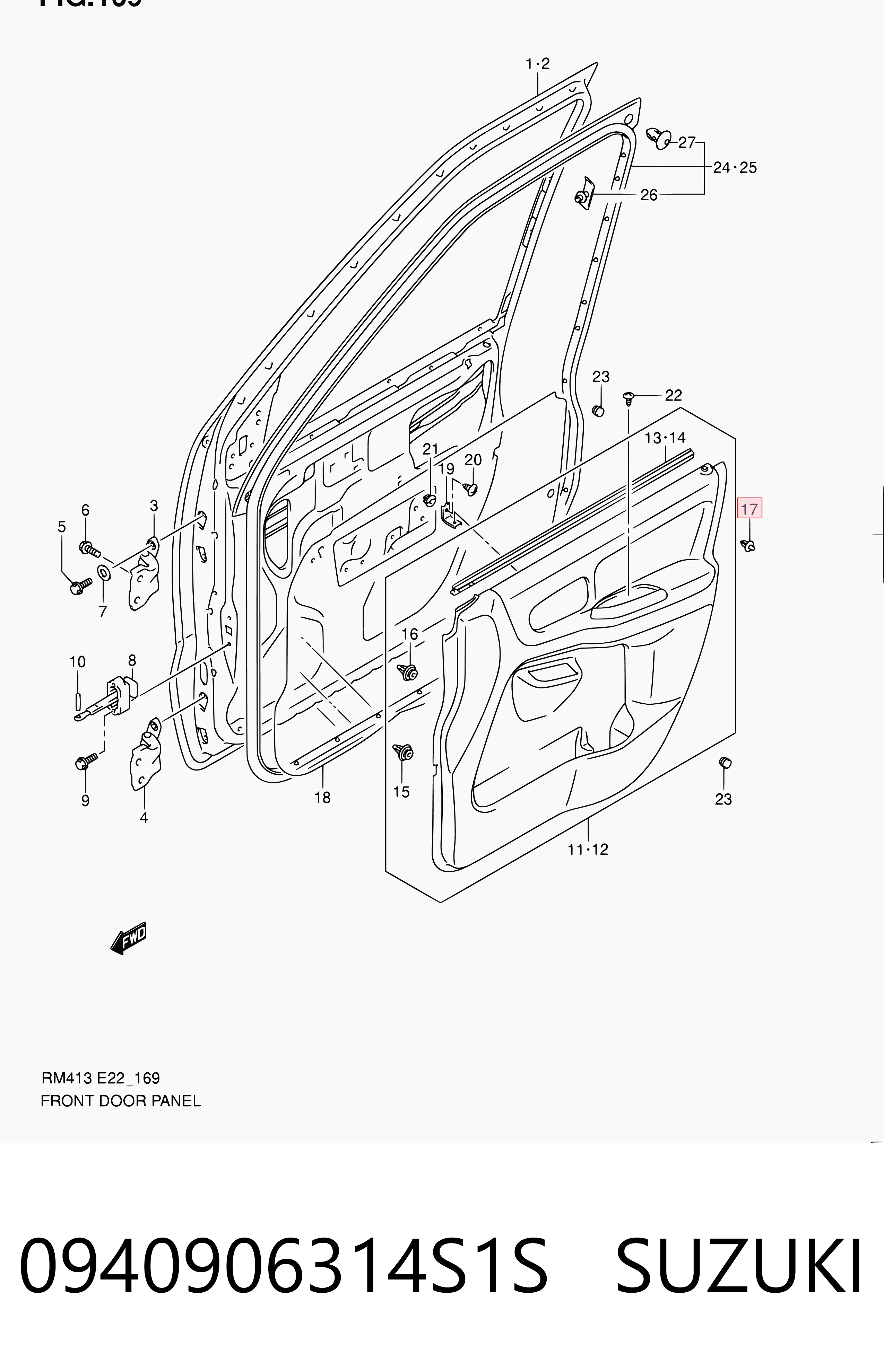 Пістон (кліп) кріплення бампера, переднього 904670707122 Daihatsu