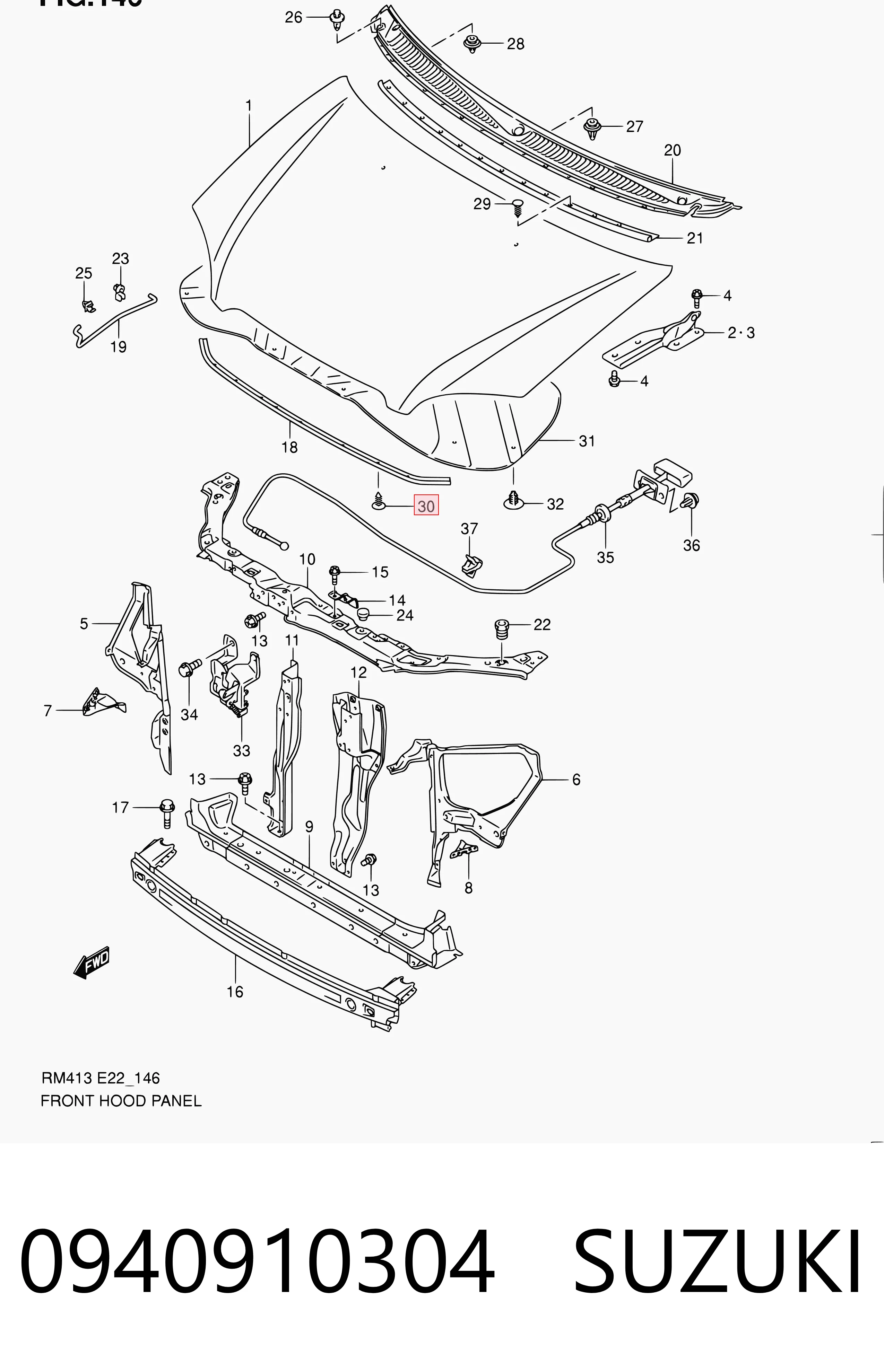 0940910304 Subaru Автомобільне скло