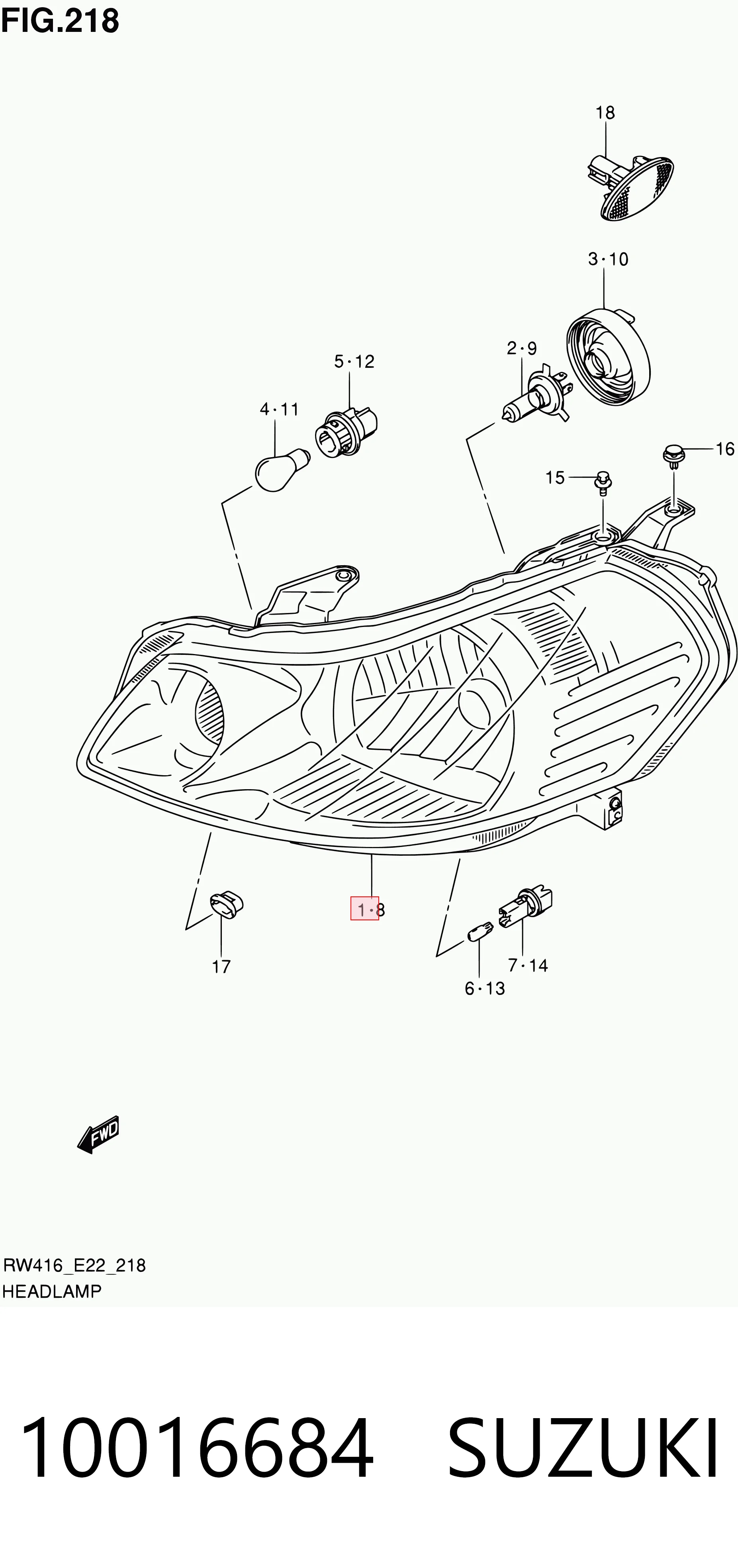 FP6815R4T TYC Основна фара - вставка