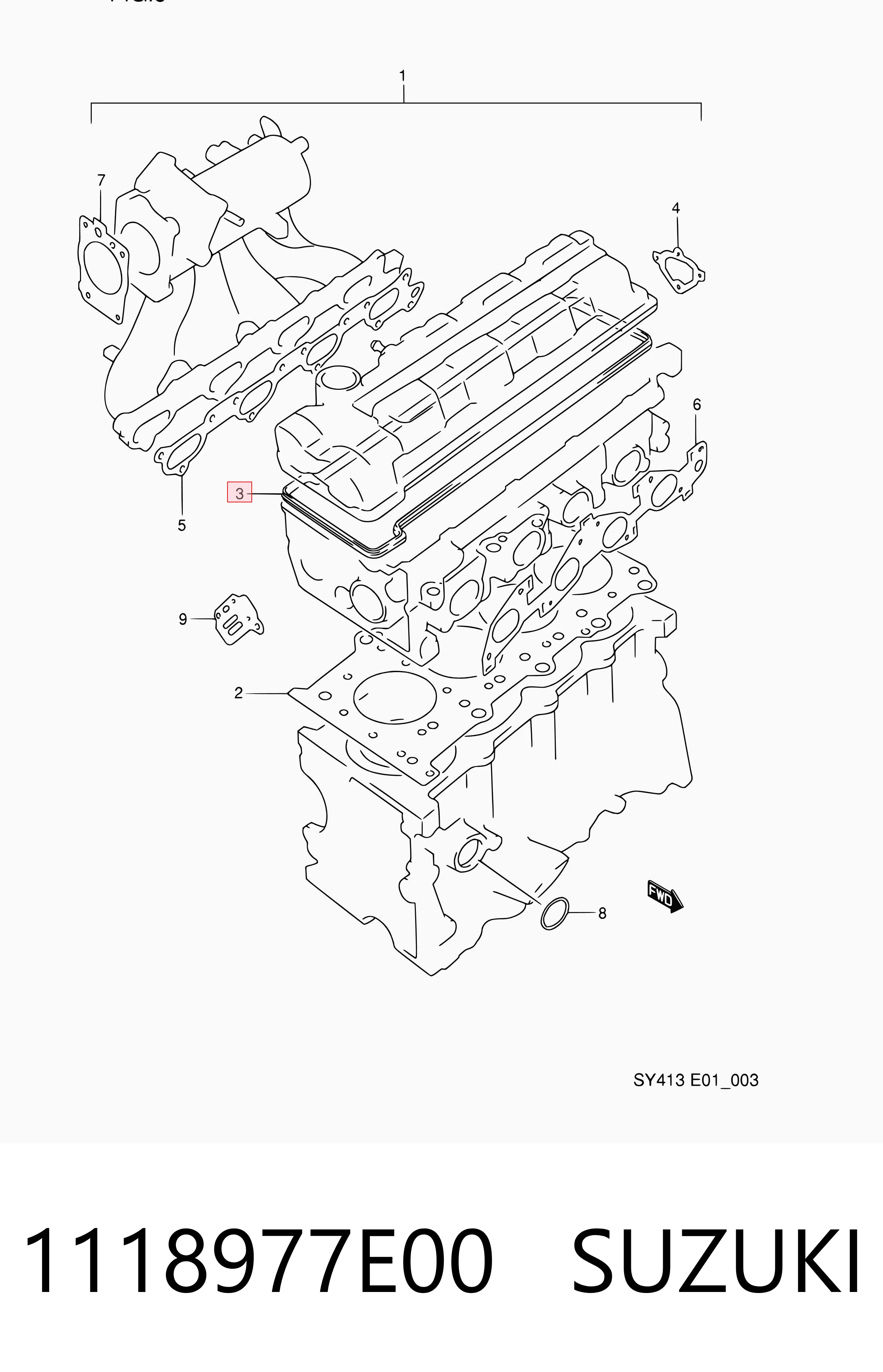 Прокладка клапанної кришки двигуна Suzuki Baleno 