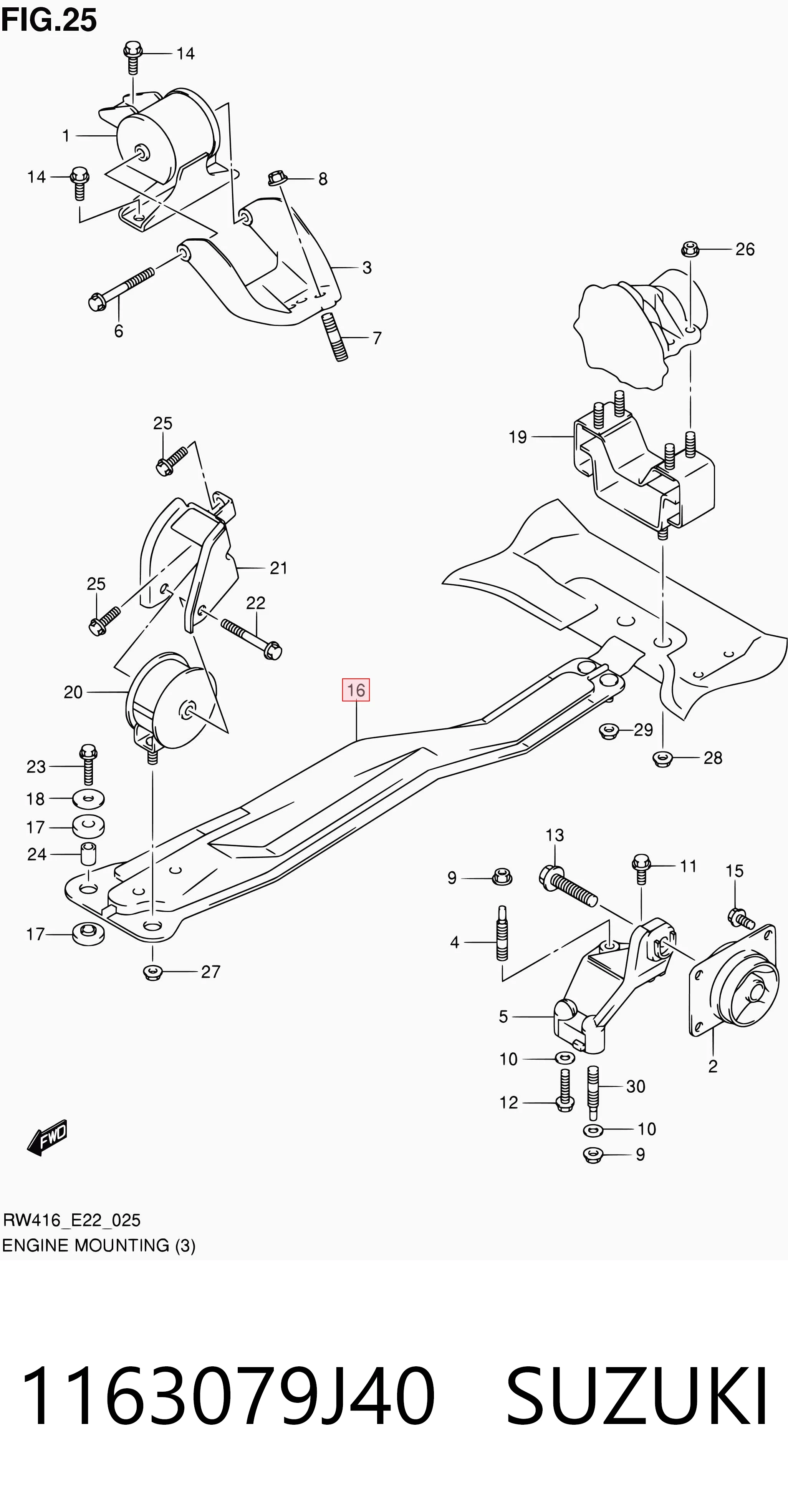 1163079J40 Suzuki Підсилювач переднього підрамника