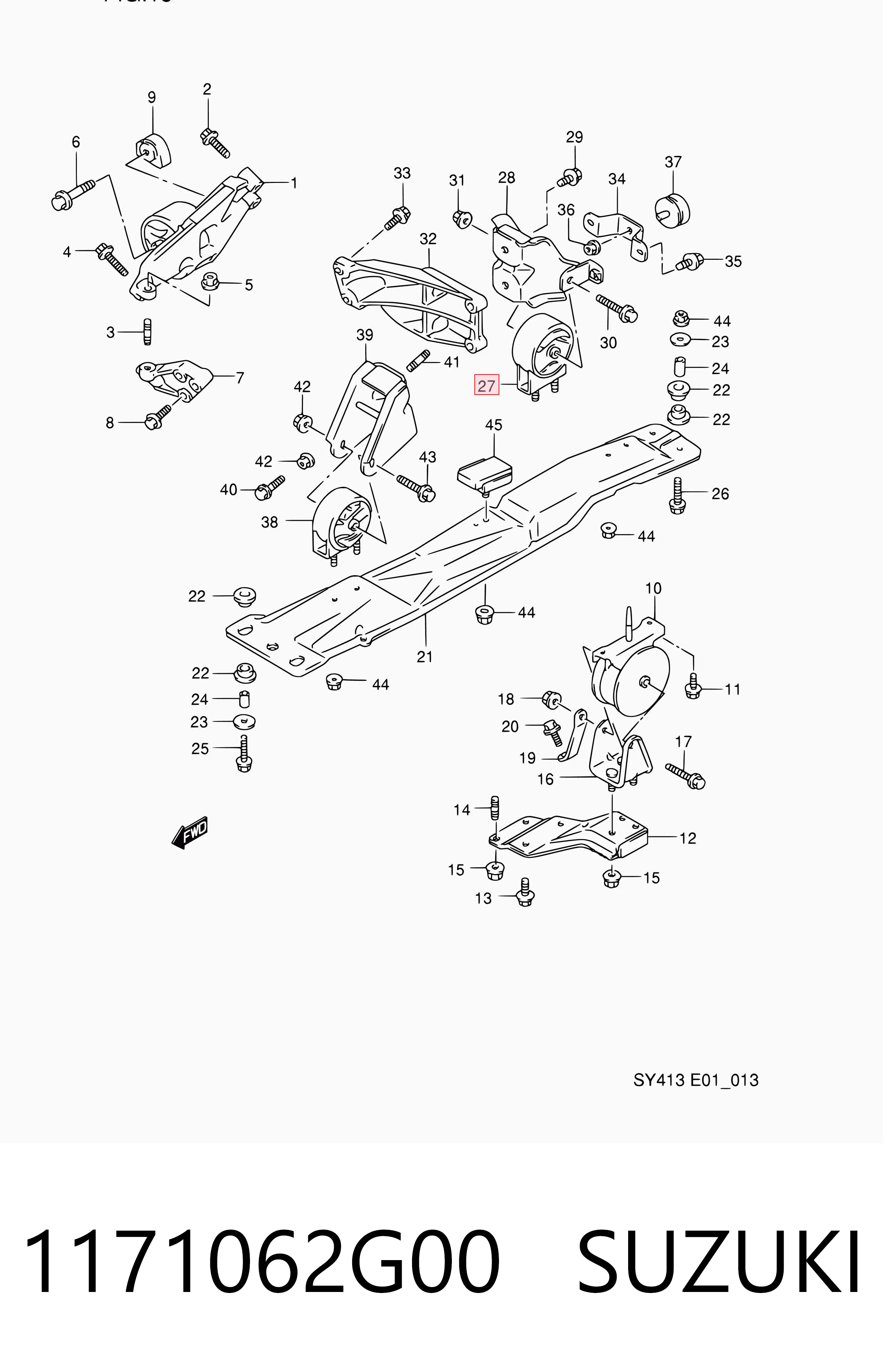 1171062G00 Suzuki Задня подушка двигуна