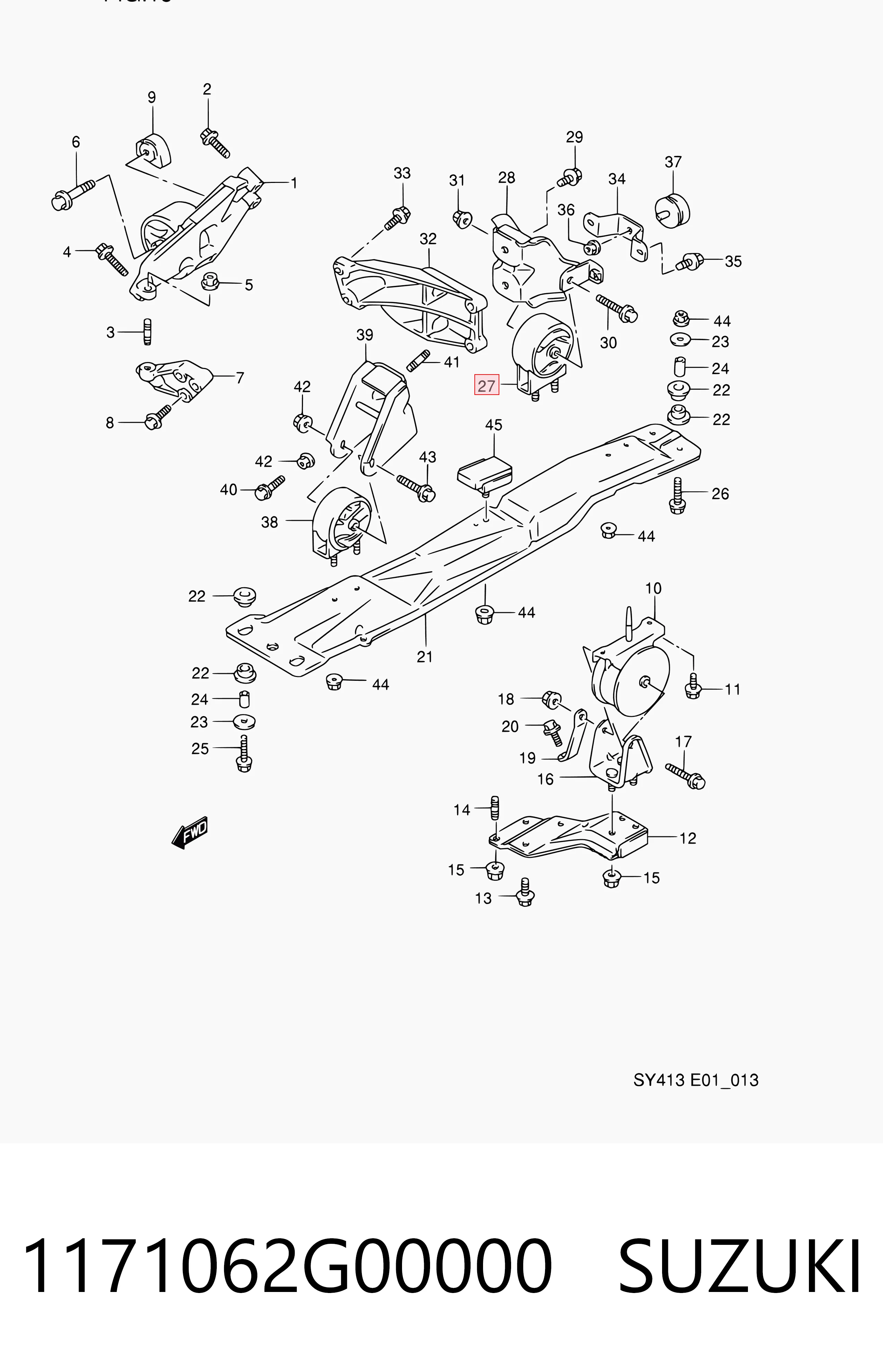 Задня подушка двигуна на Suzuki Baleno  EG