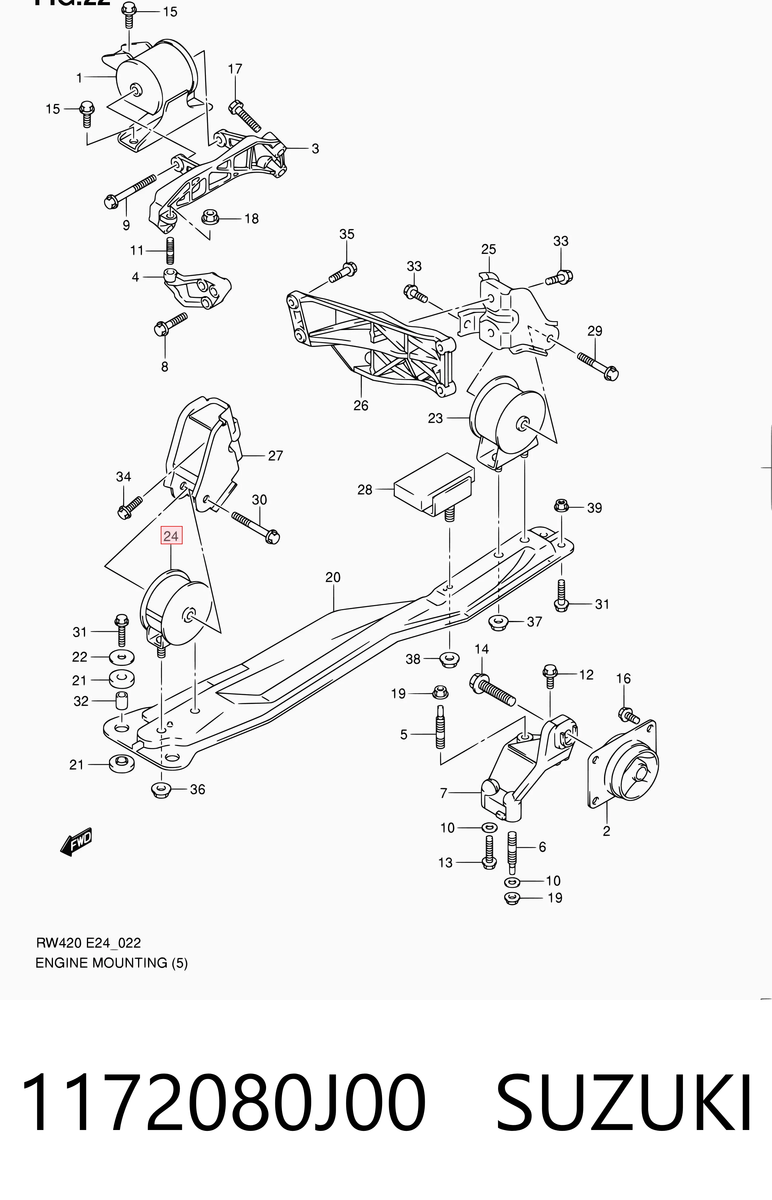 1172080J00 Suzuki Подушка передньої опори двигуна