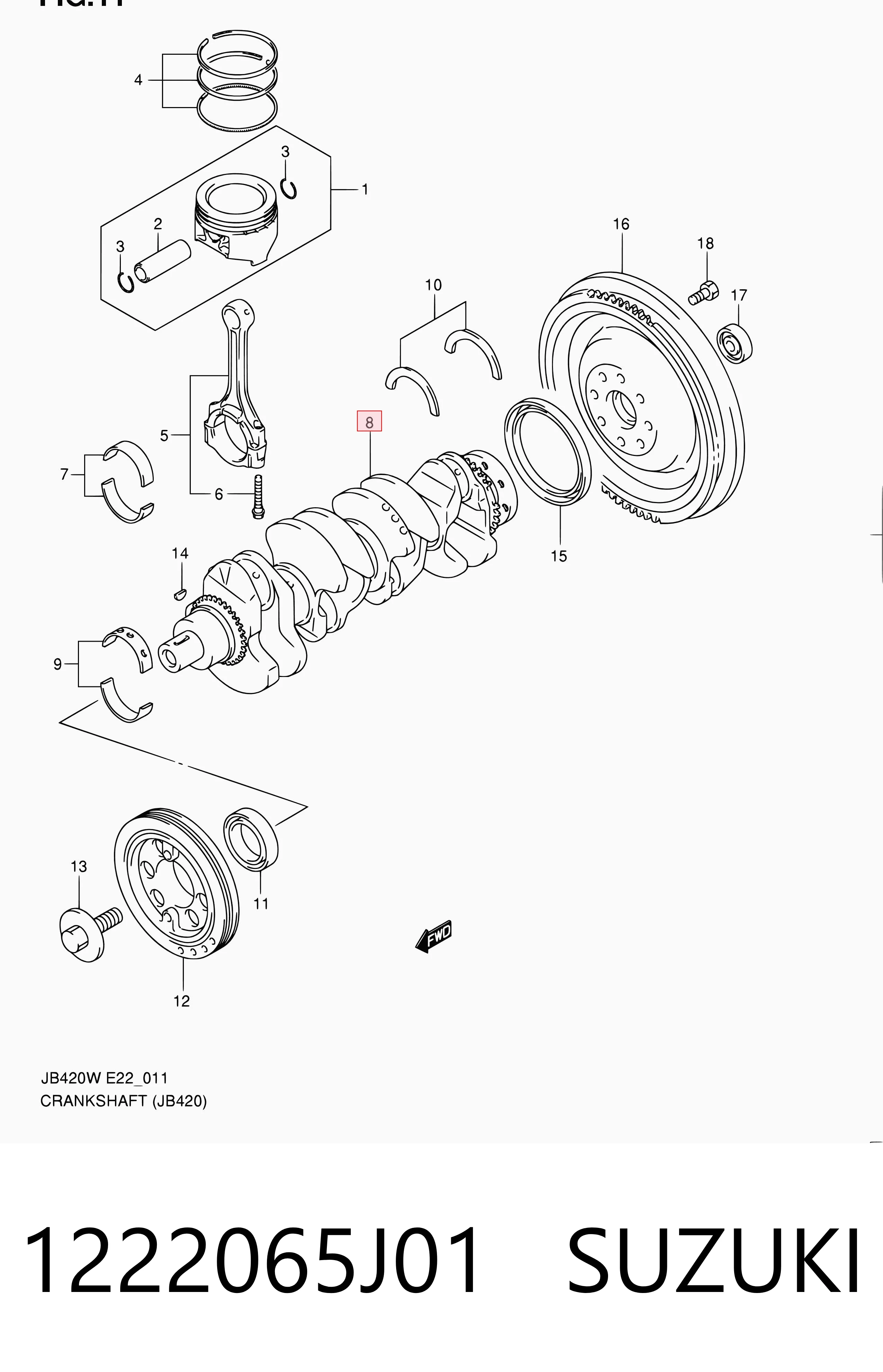 1222065J01 Suzuki Колінвал двигуна