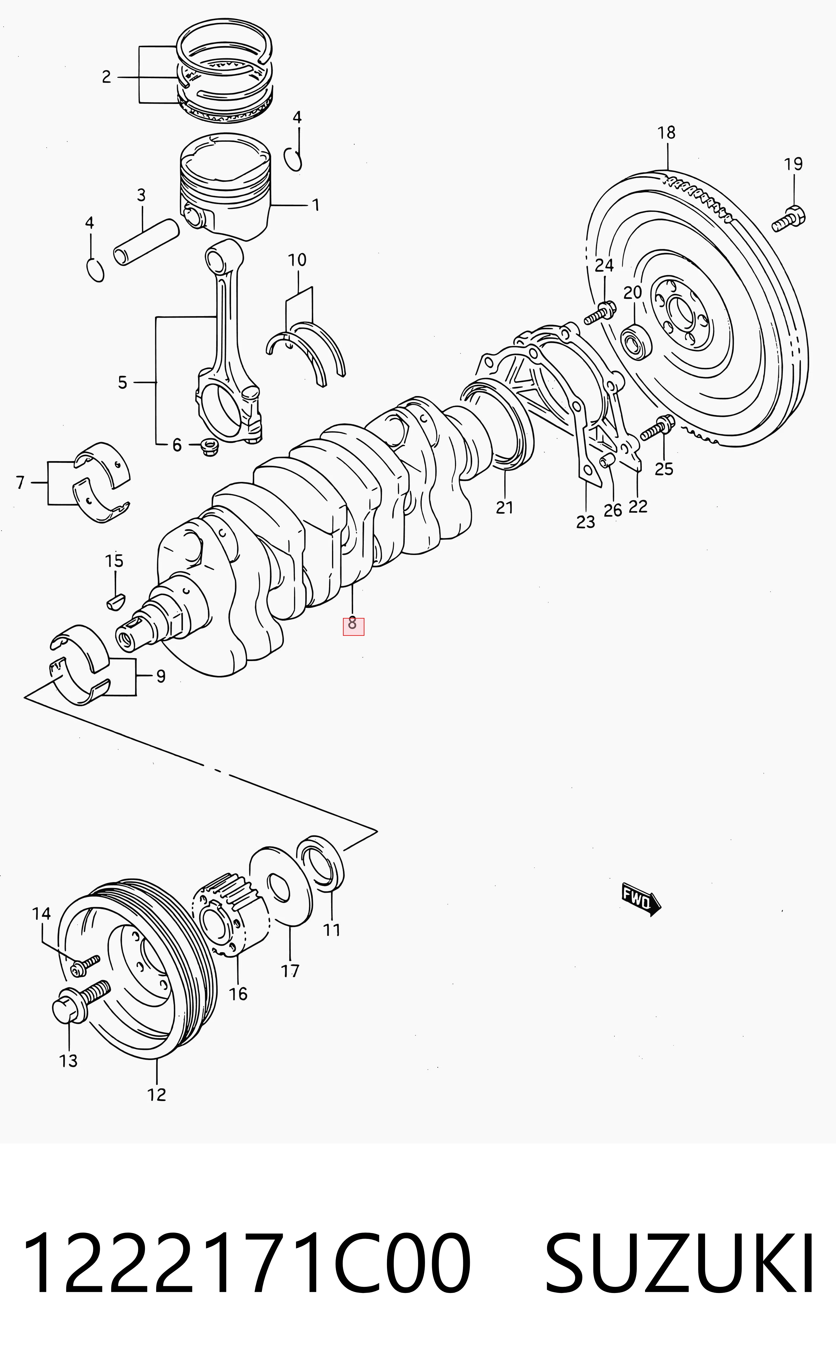 1222171C00 Suzuki Колінвал двигуна