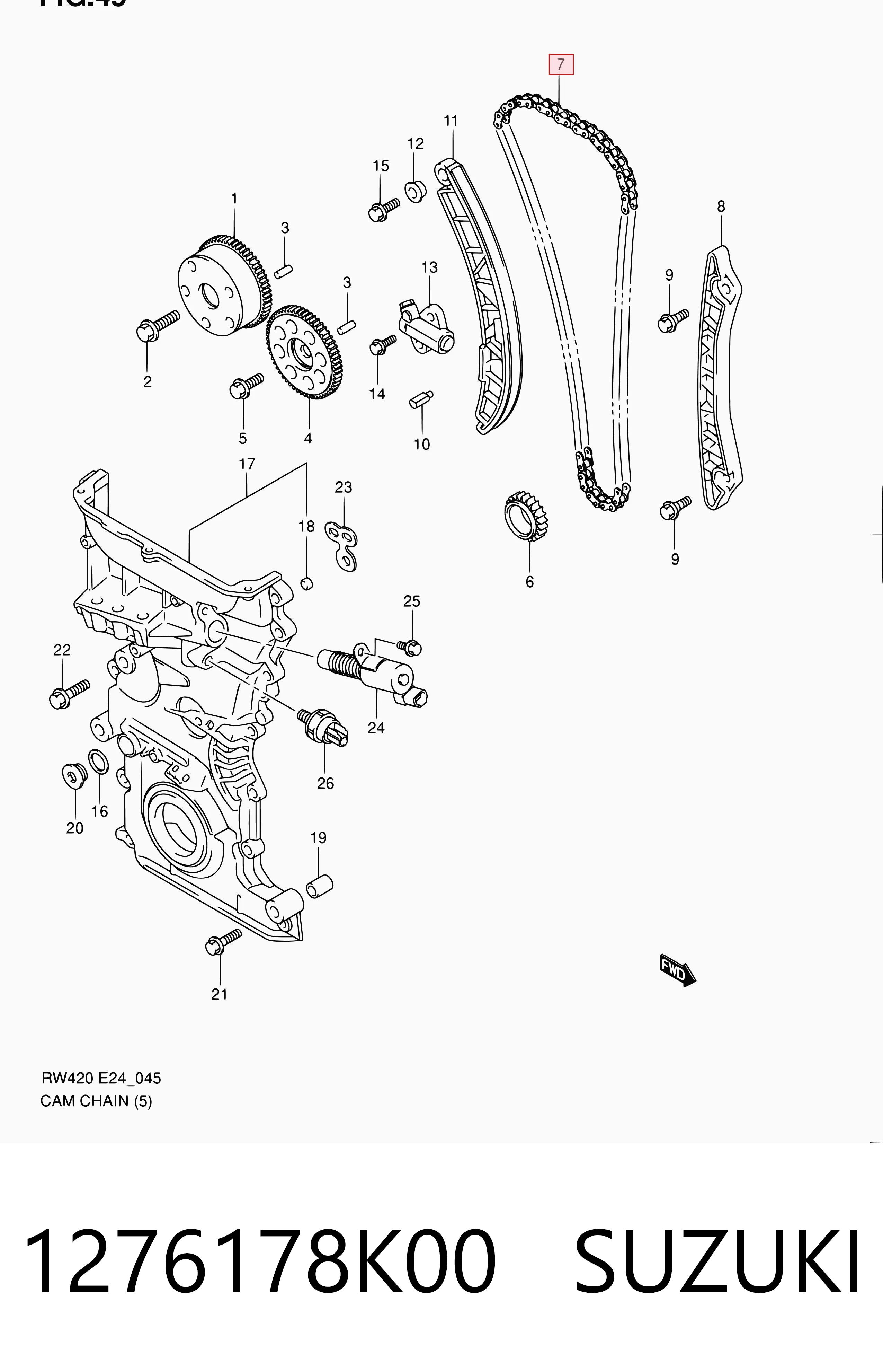 1276178K00 Suzuki Ланцюг приводу распредвала