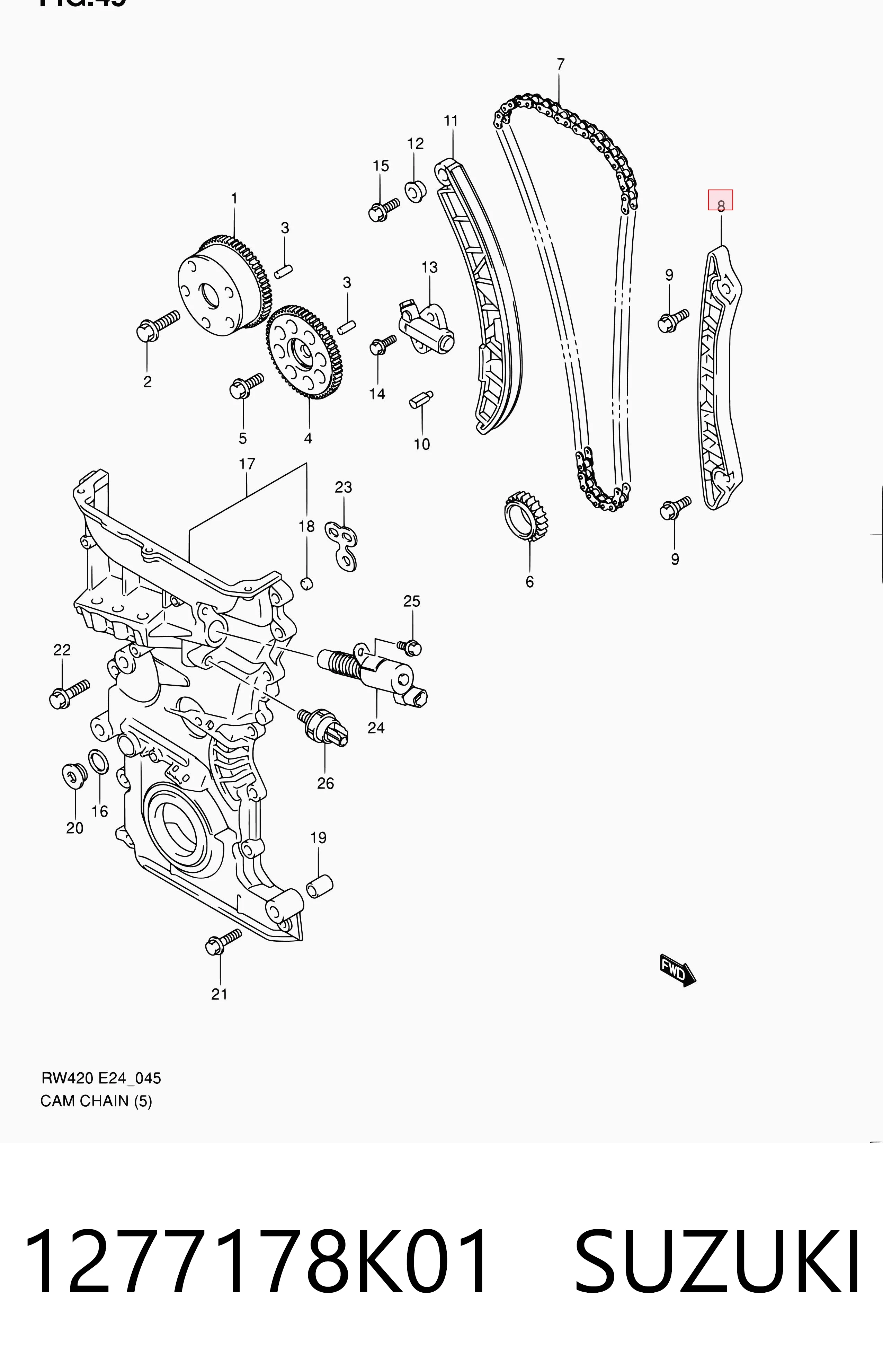 1277178K01 Suzuki Заспокоювач ланцюга ГРМ