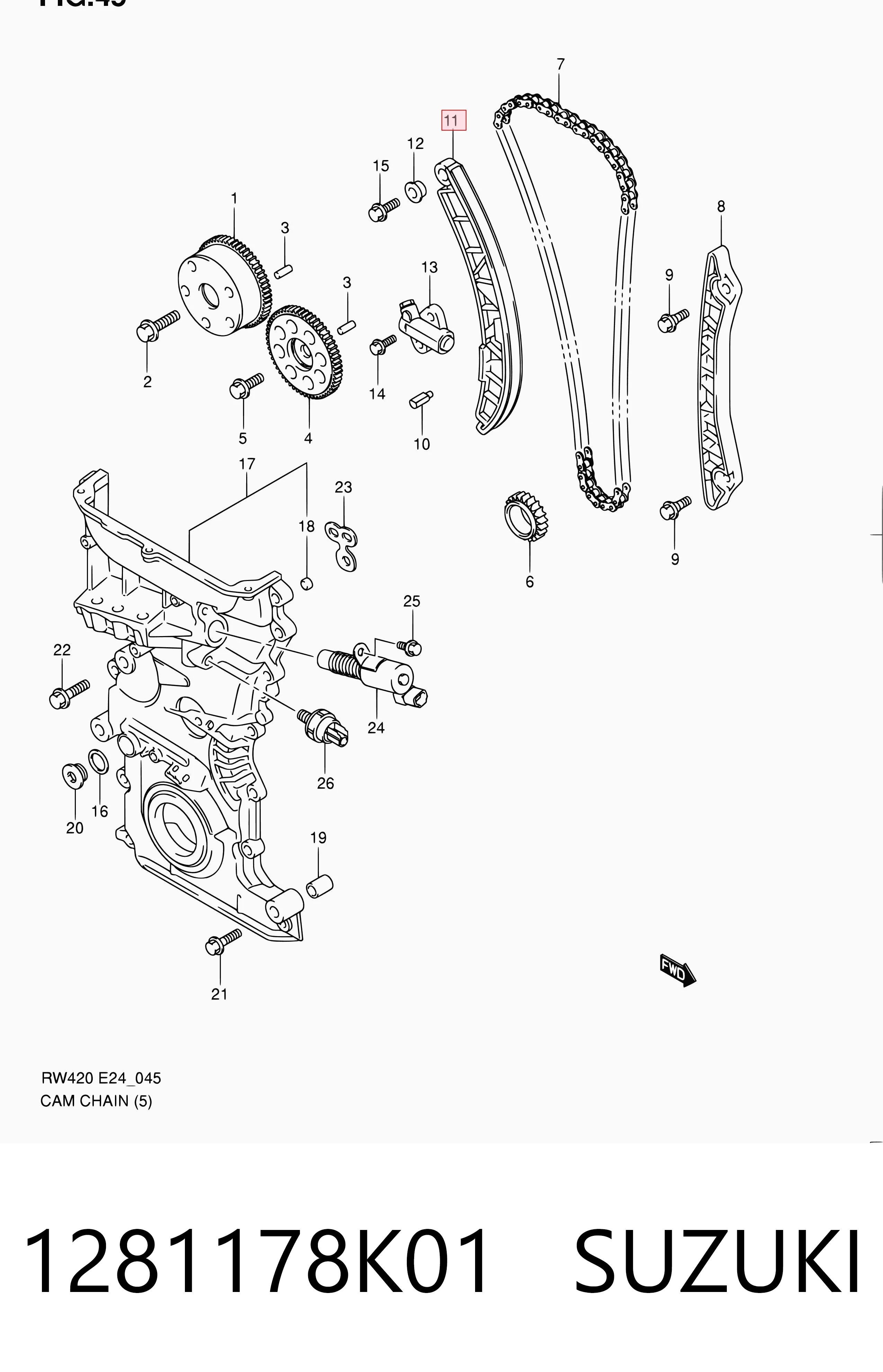 1281178K01 Suzuki Башмак натягувача ланцюга ГРМ