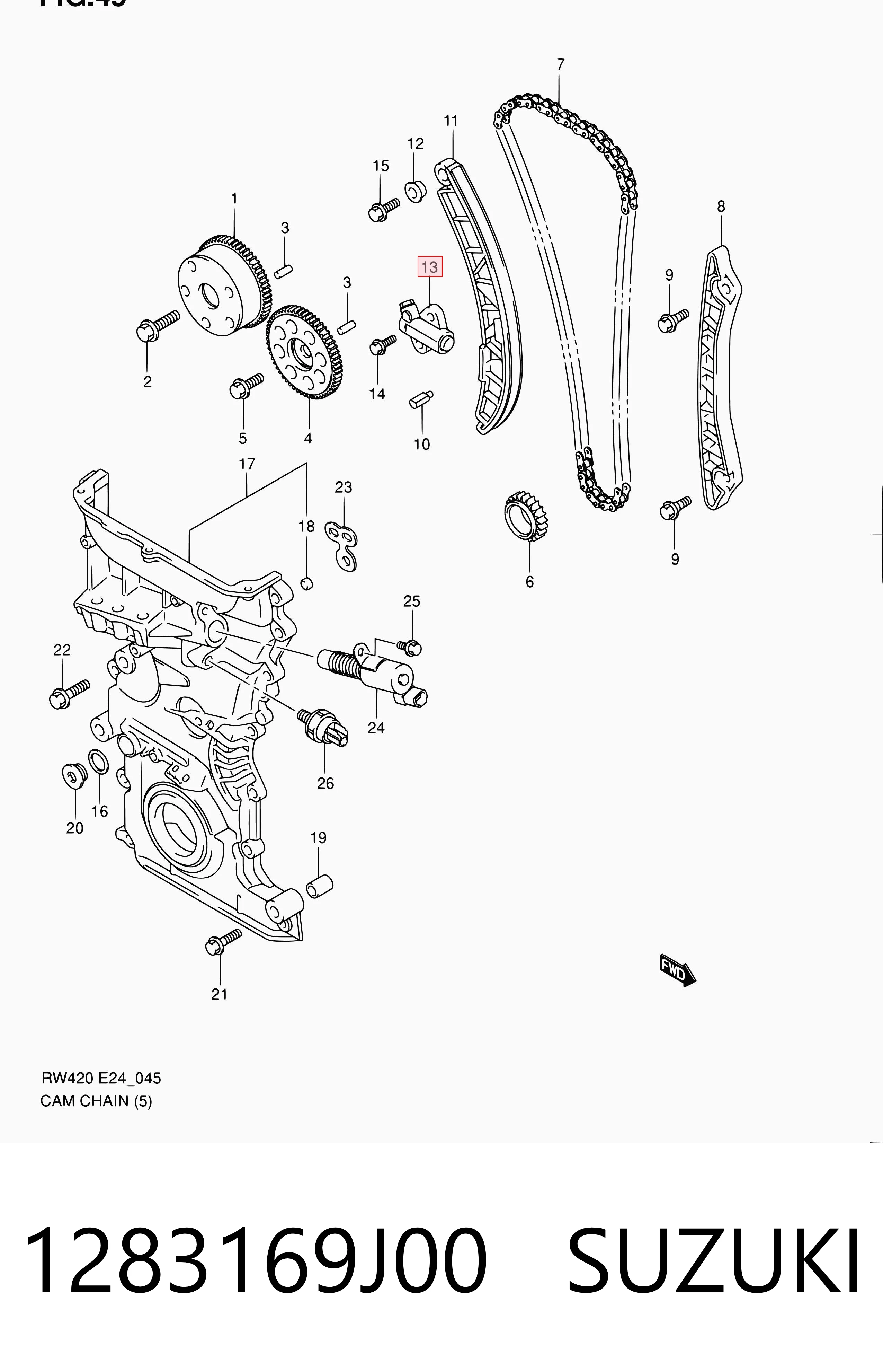 1283169J00 Suzuki Натягувач ланцюга ГРМ