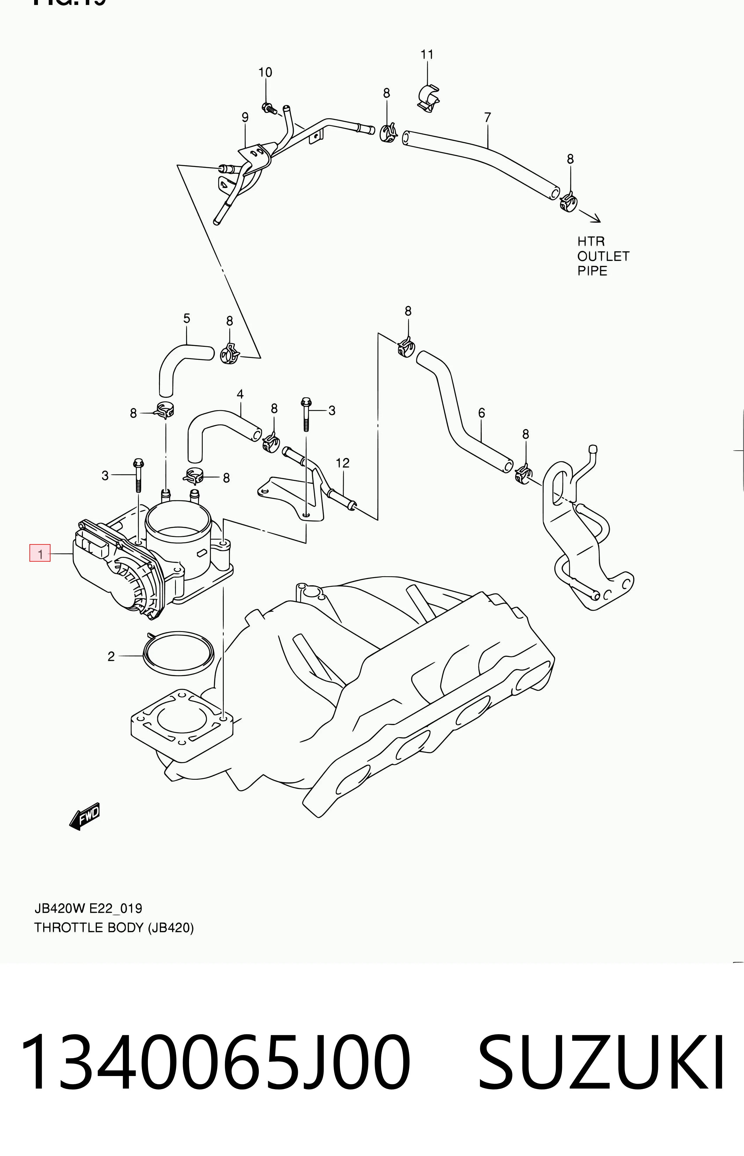 1340065J00 Suzuki Дросільна заслінка в зборі