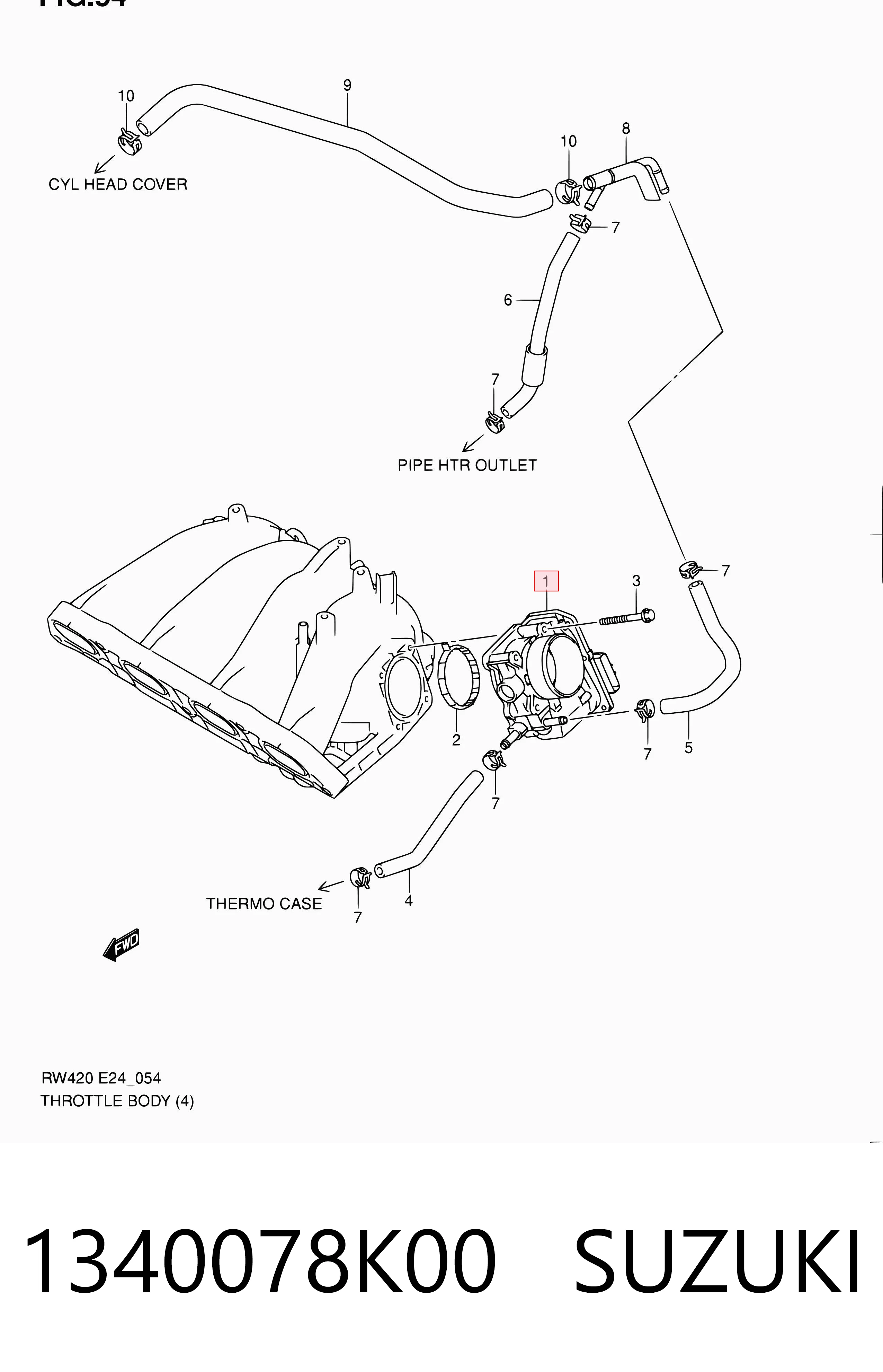 1340078K00 Suzuki Дросільна заслінка в зборі