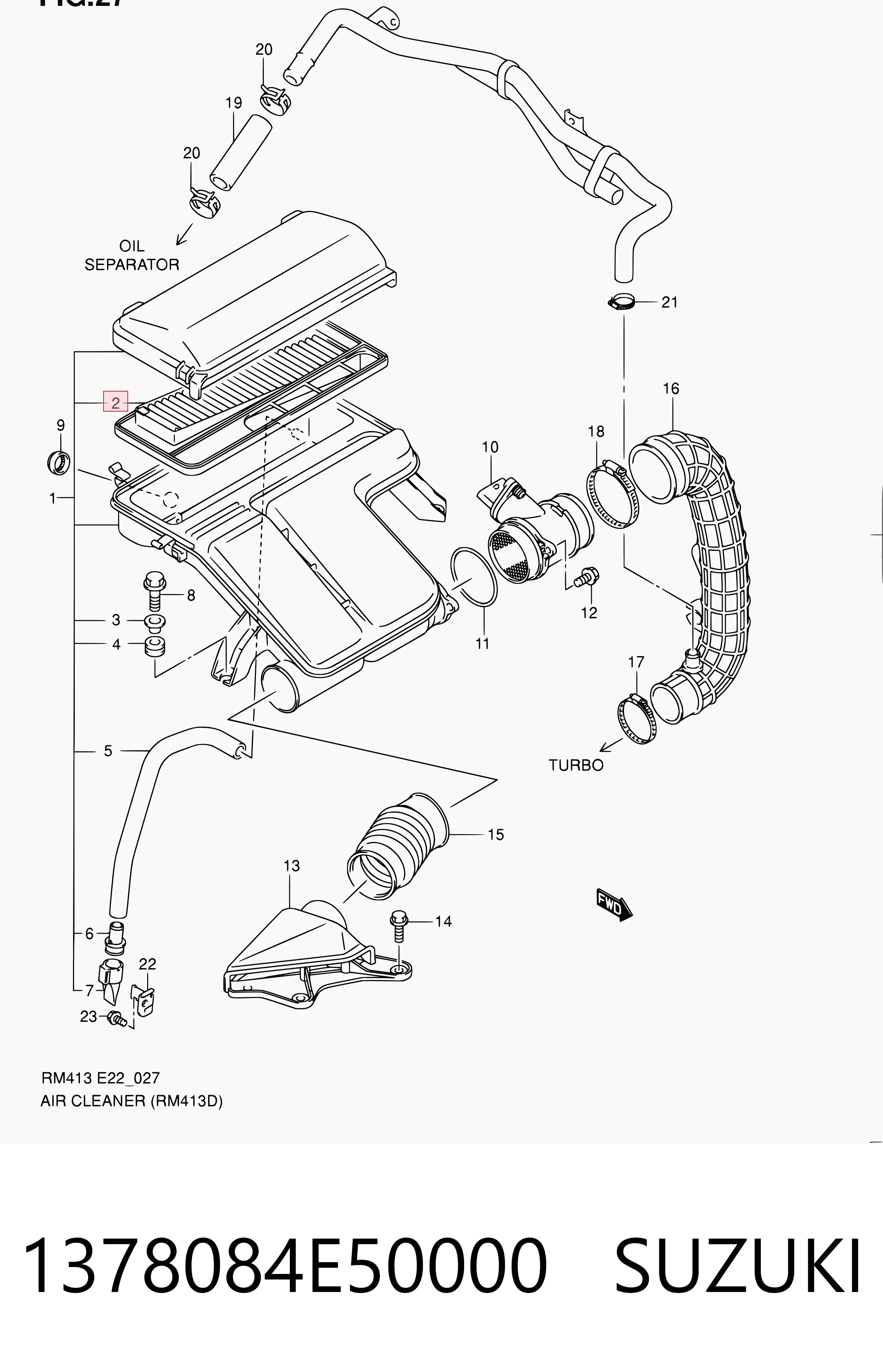 1378084E50000 Suzuki Повітряний фільтр двигуна