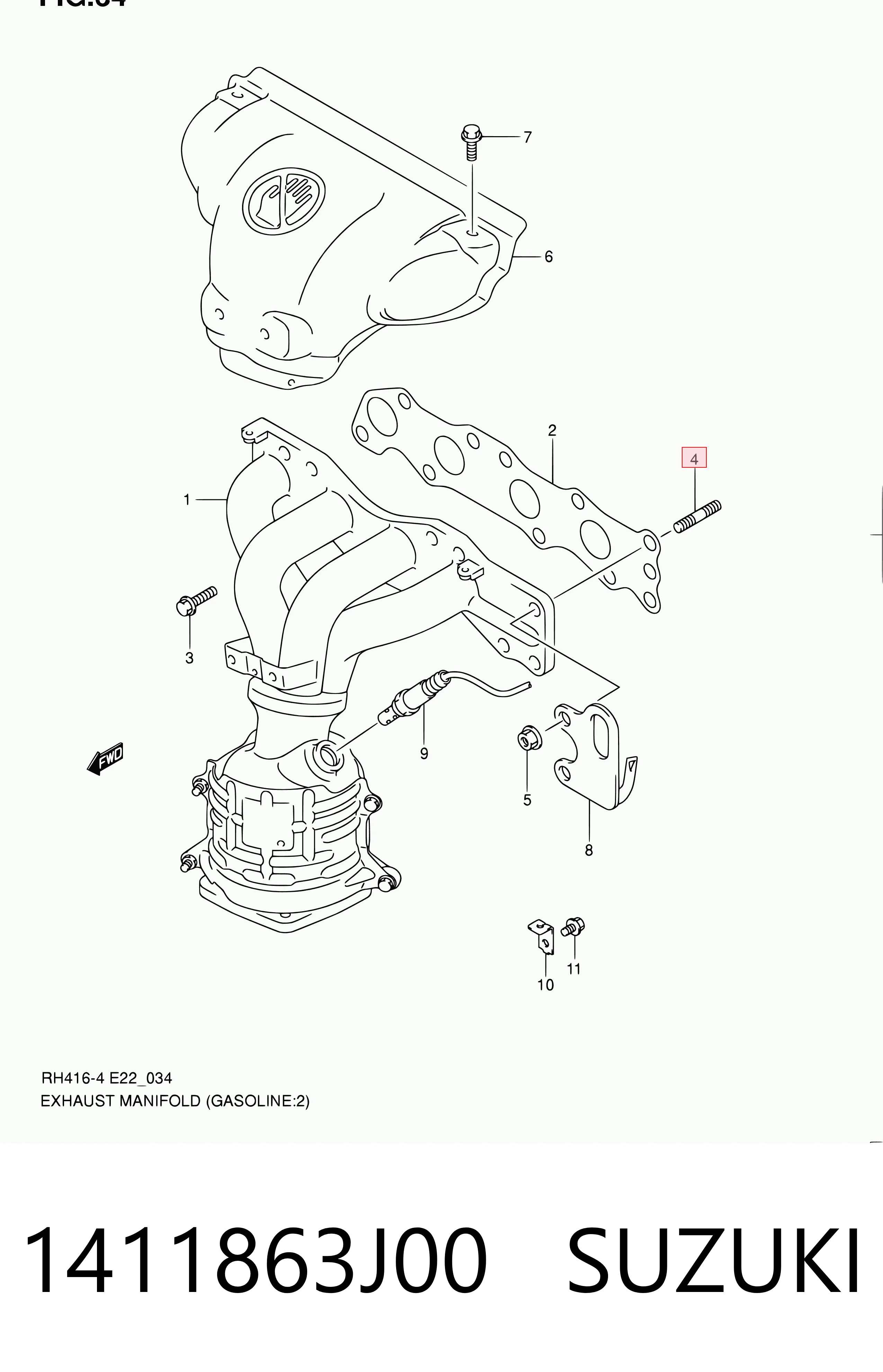 55210286 General Motors Болт (шпилька) випускного колектора