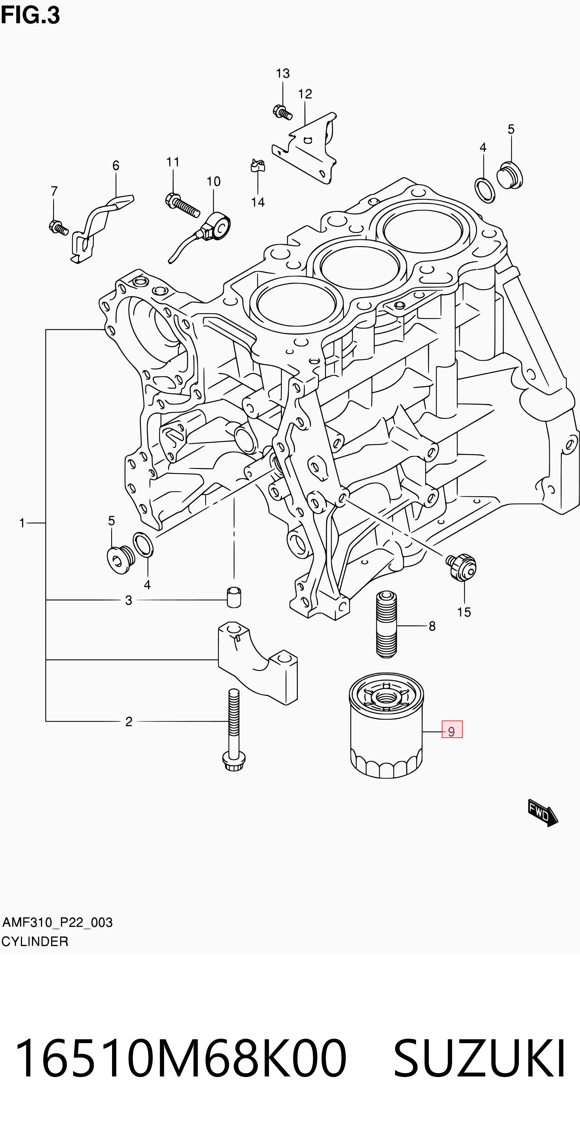 16510M68K00 Suzuki Фільтр масла