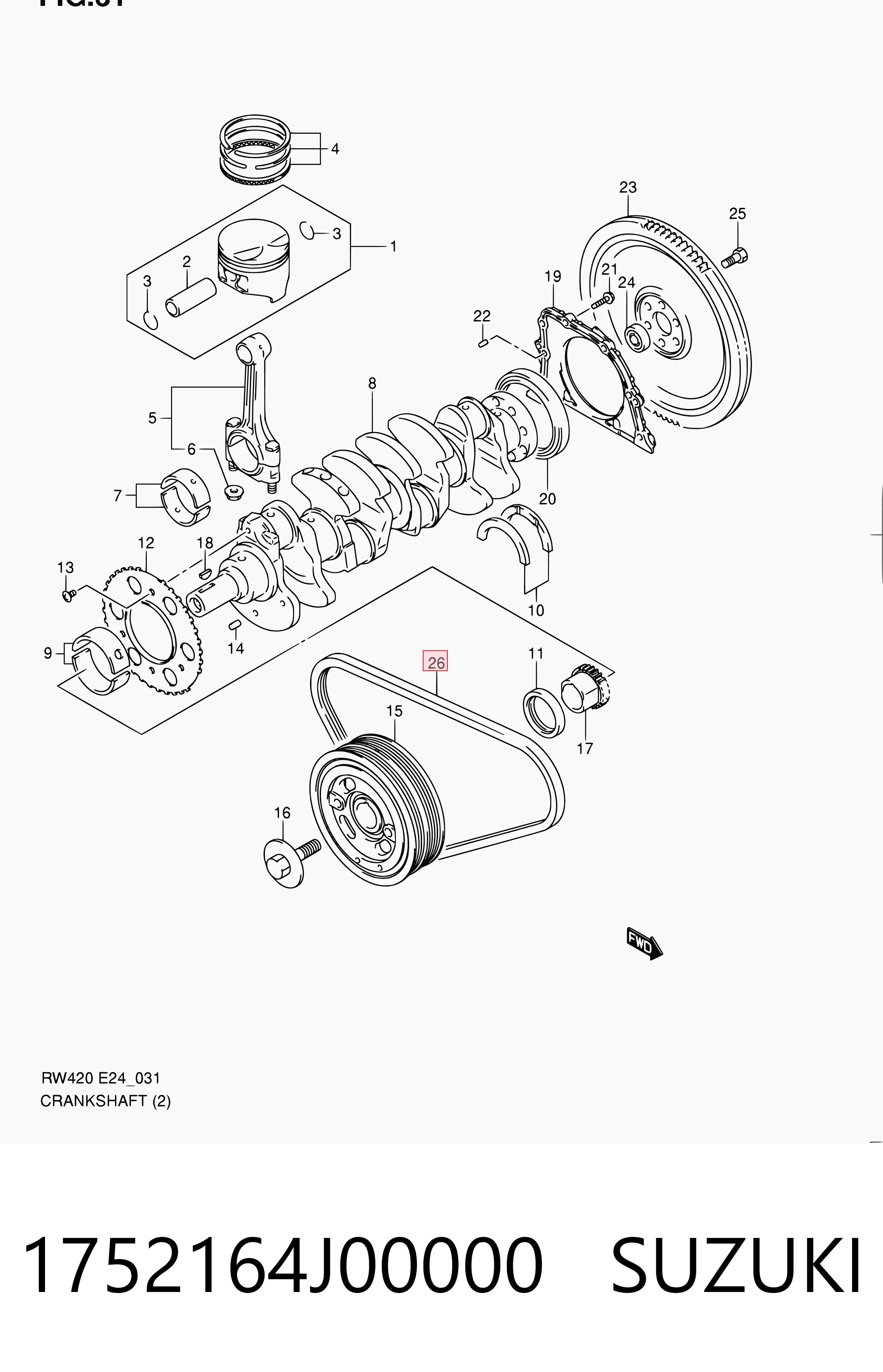 1752164J00000 Suzuki Поліклиновий ремінь