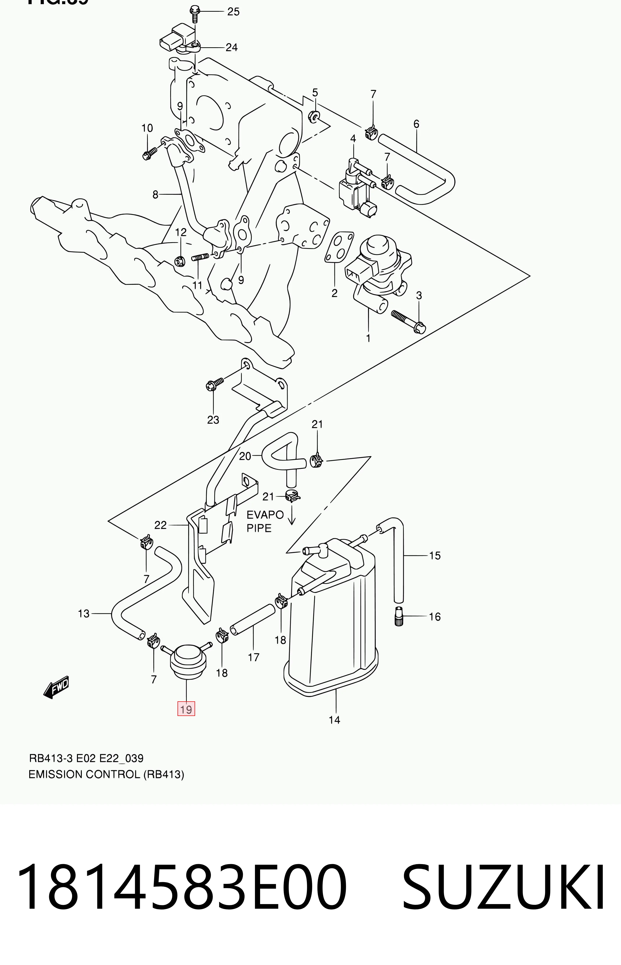 1814583E00 Suzuki Клапан продувки каталізатора