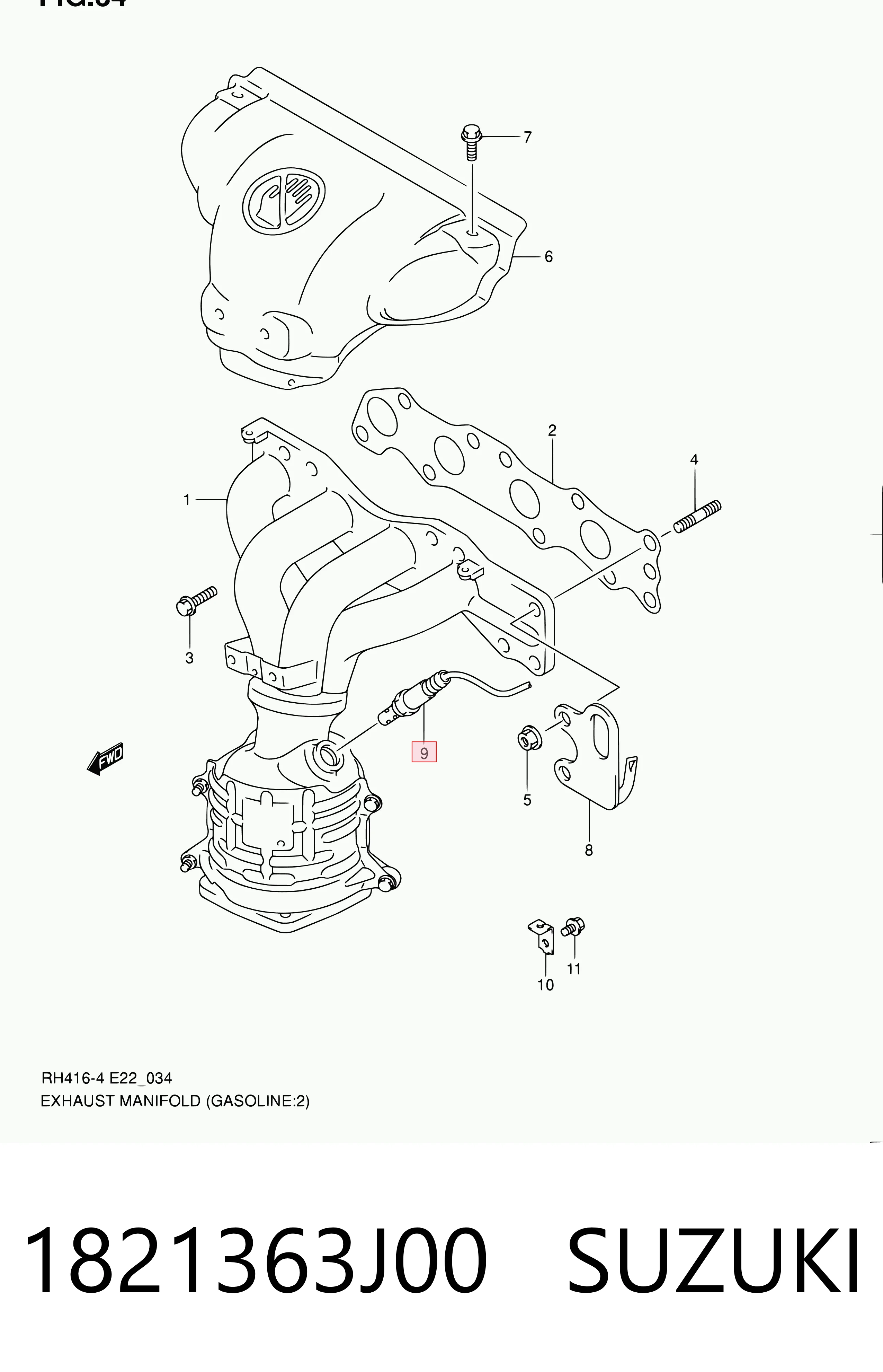 1821363J00 Suzuki Датчик кисню