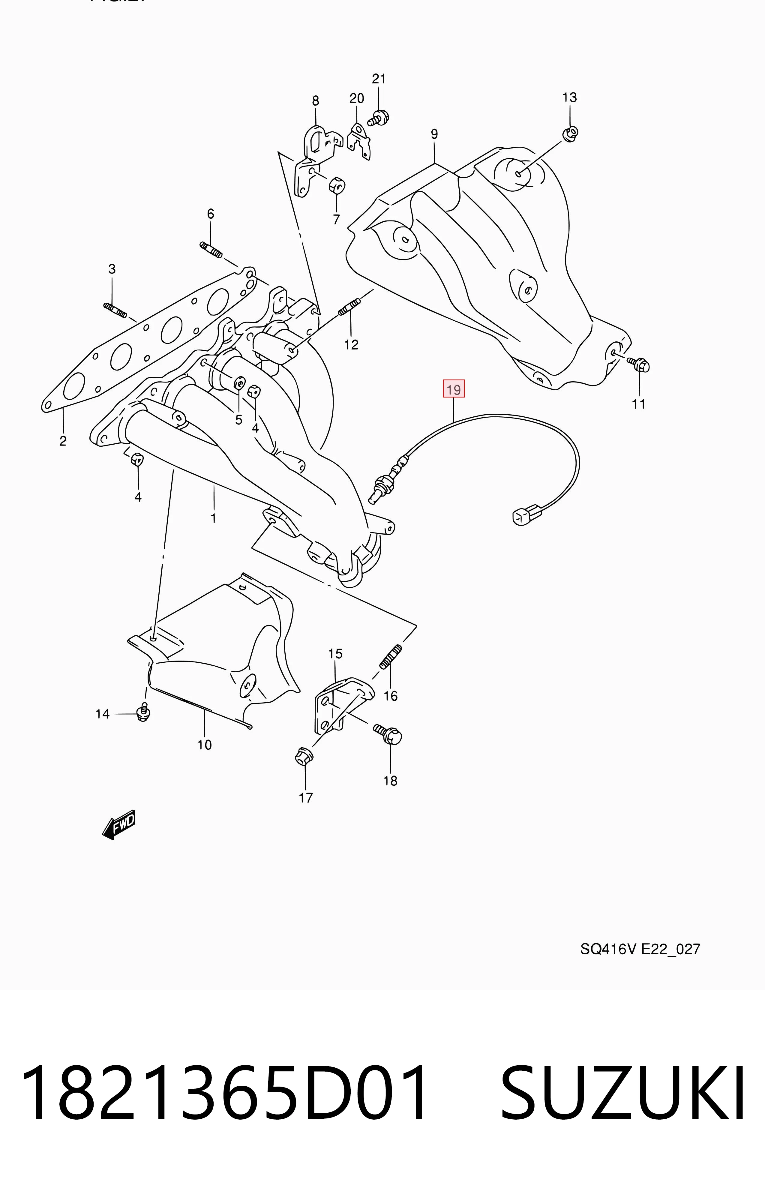 1821365D01 Suzuki Лямбдазонд, датчик кисню до каталізатора