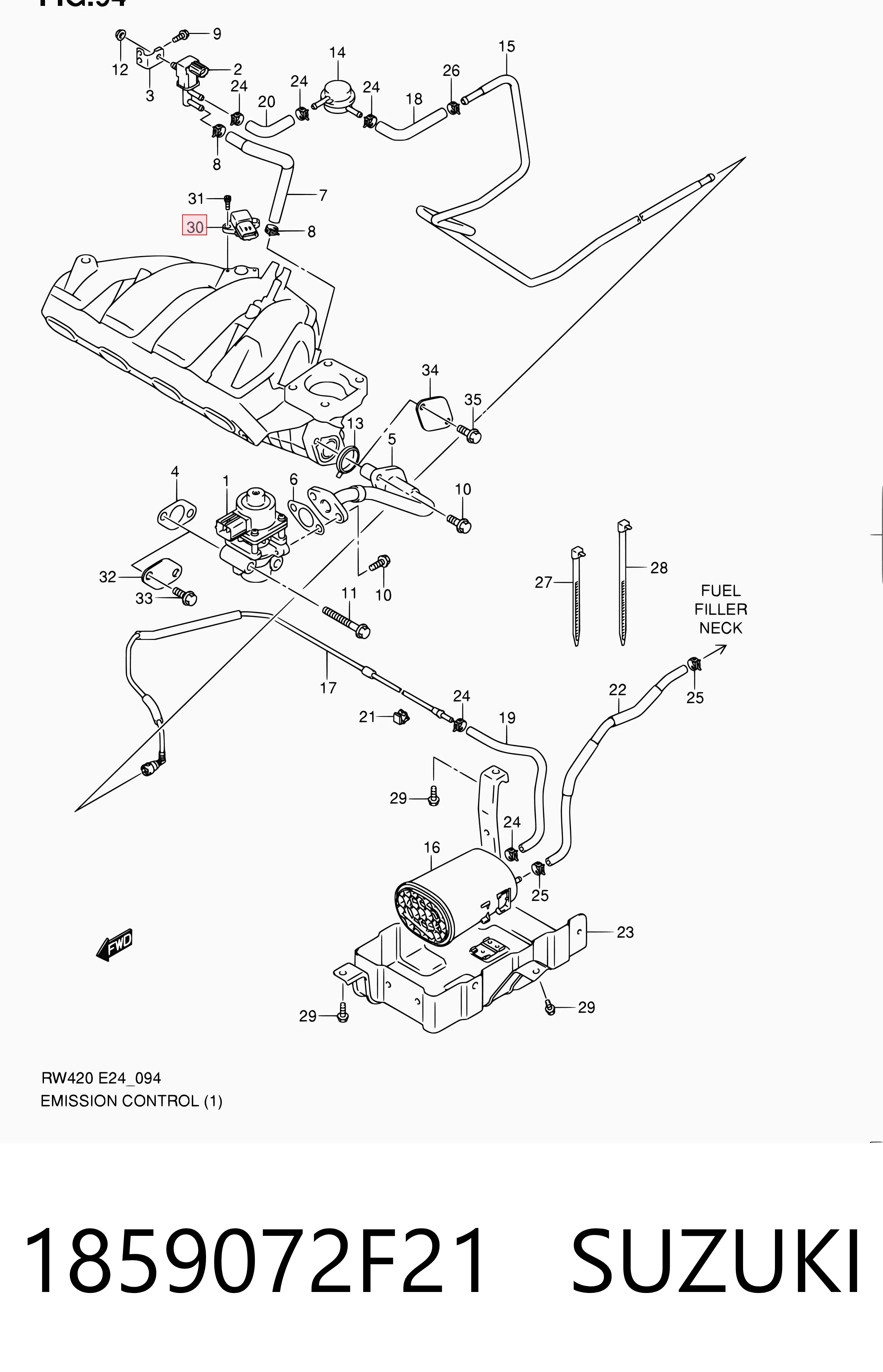 1859072F21 Suzuki Датчик наддува