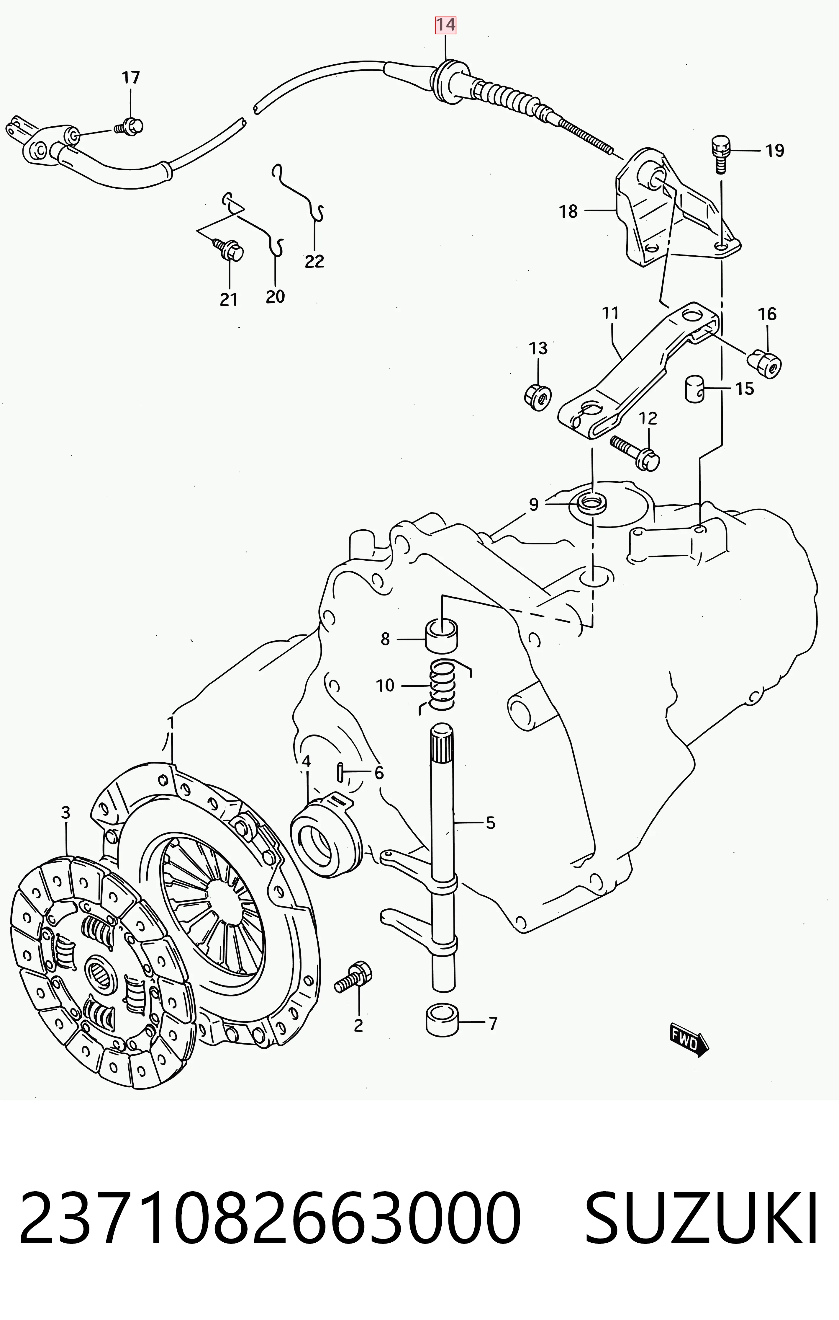 Трос зчеплення Subaru 2371071C01 ціна, від 10.53 USD