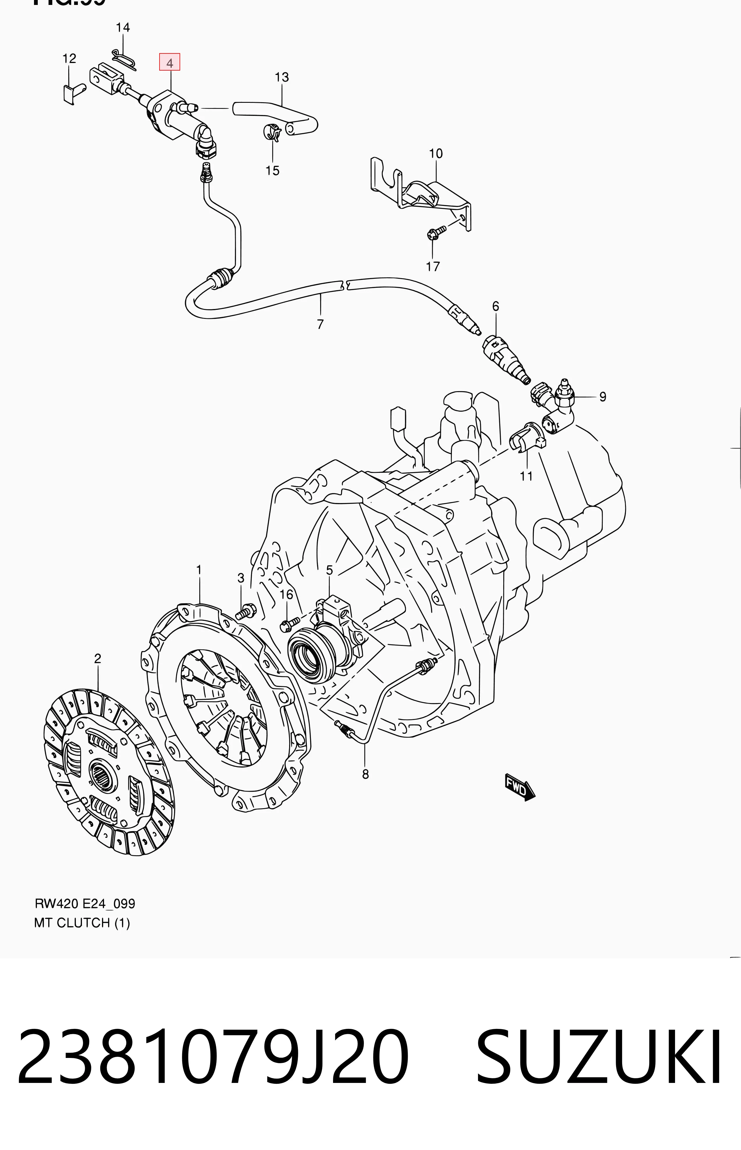2381079J20 Suzuki Циліндр зчеплення, головний