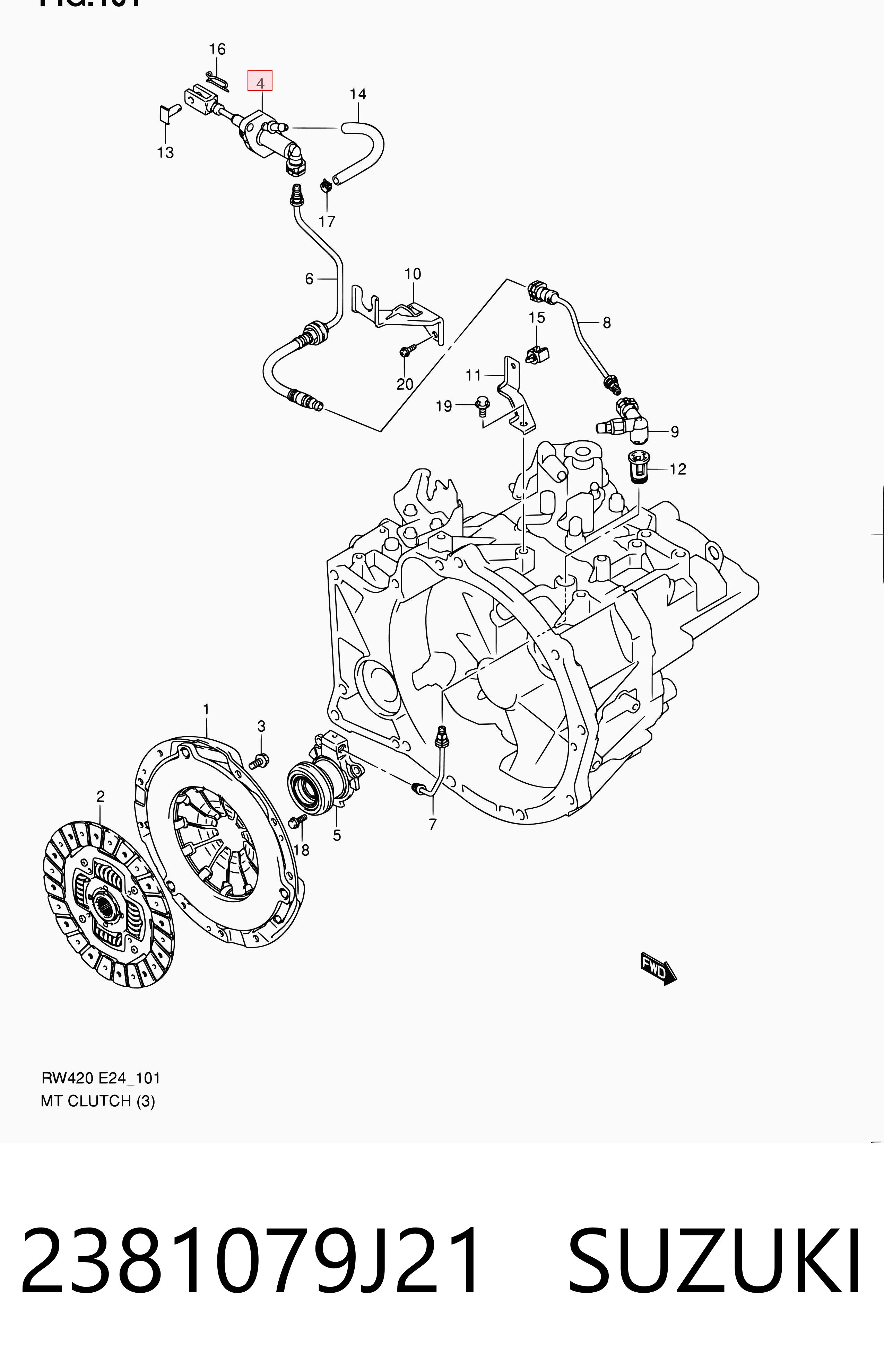 2381079J21 Suzuki Циліндр зчеплення, головний