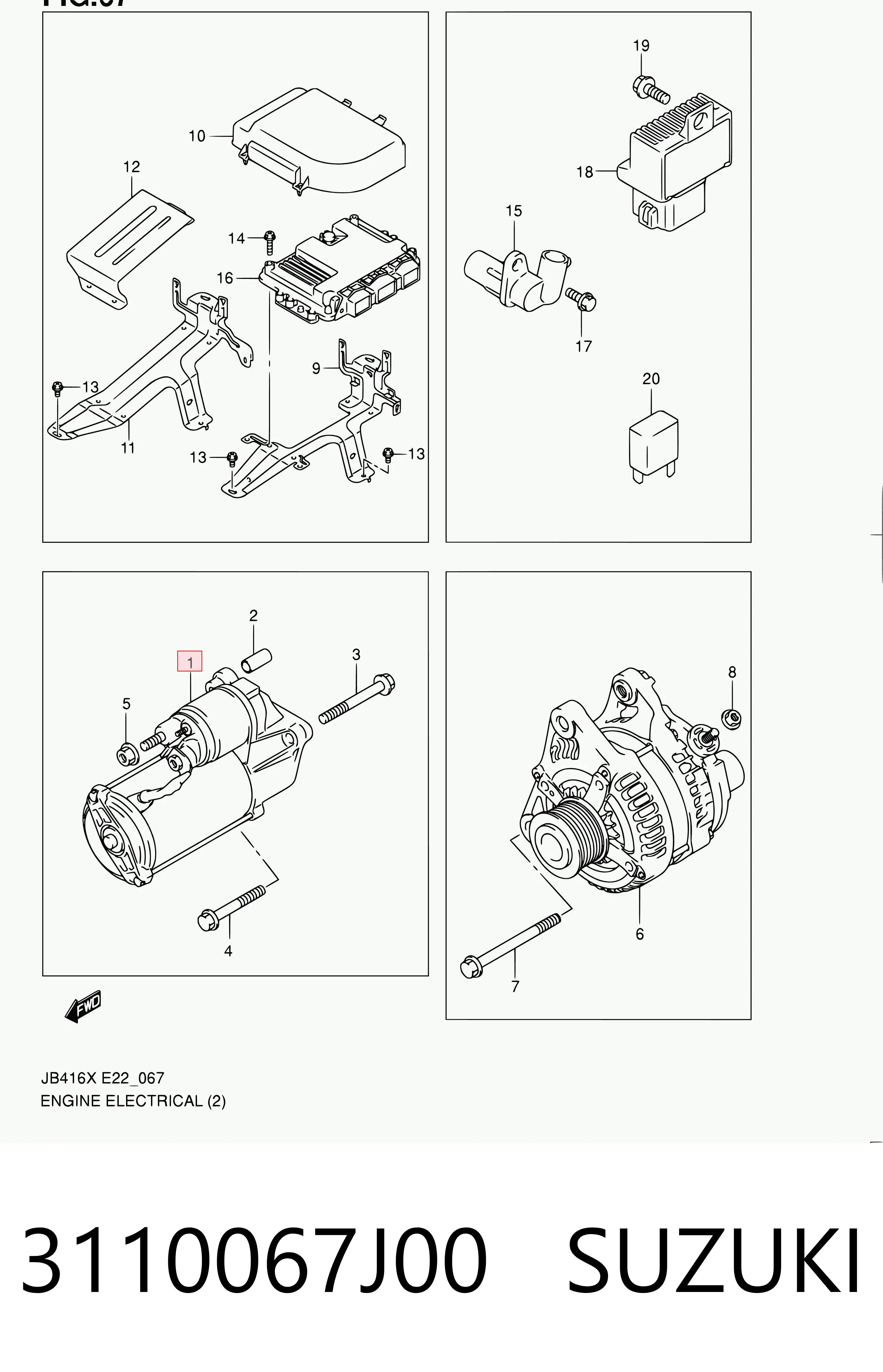 3110067J00 Suzuki Стартер двигуна