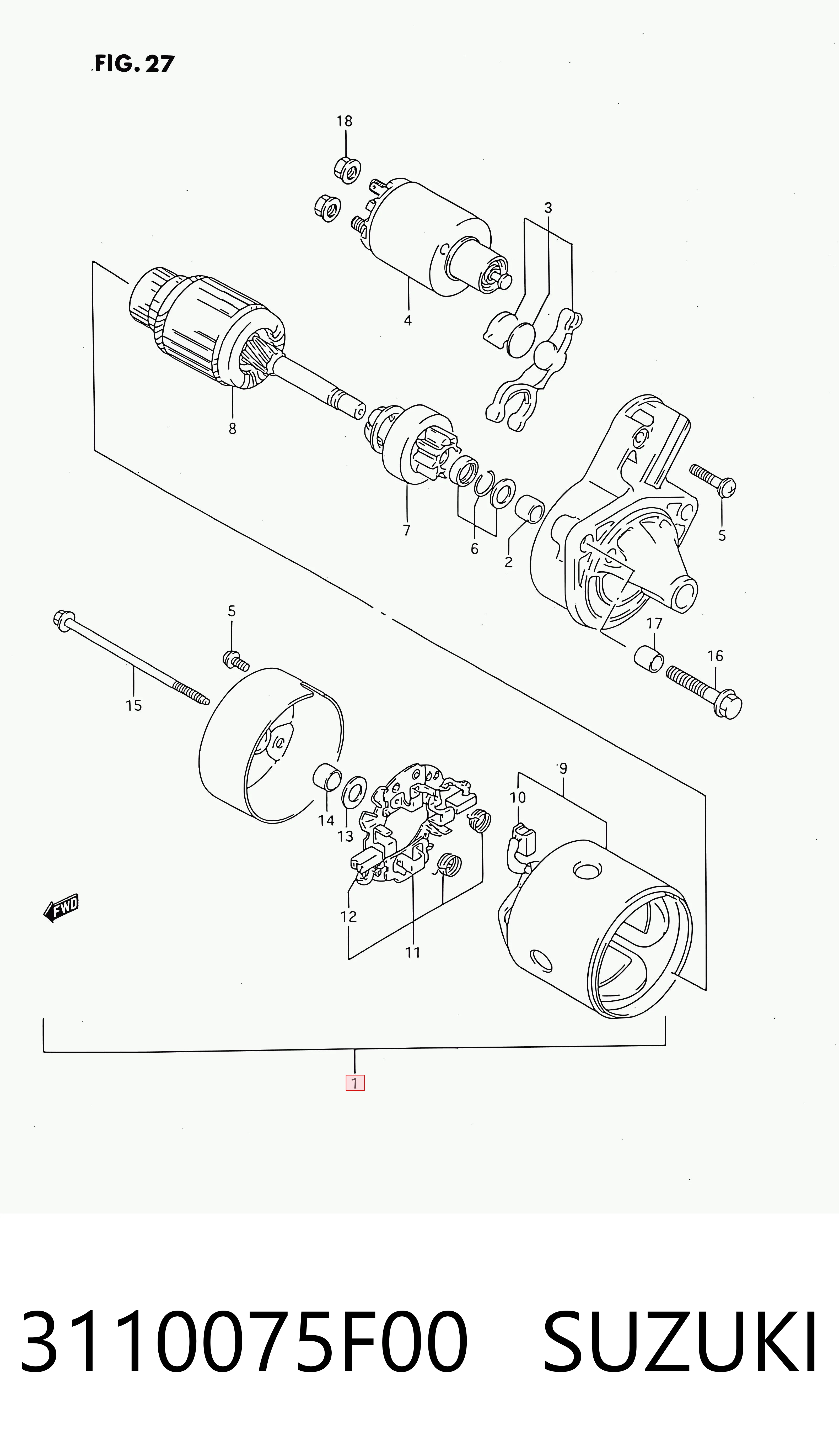 3110075F00 Suzuki Стартер двигуна