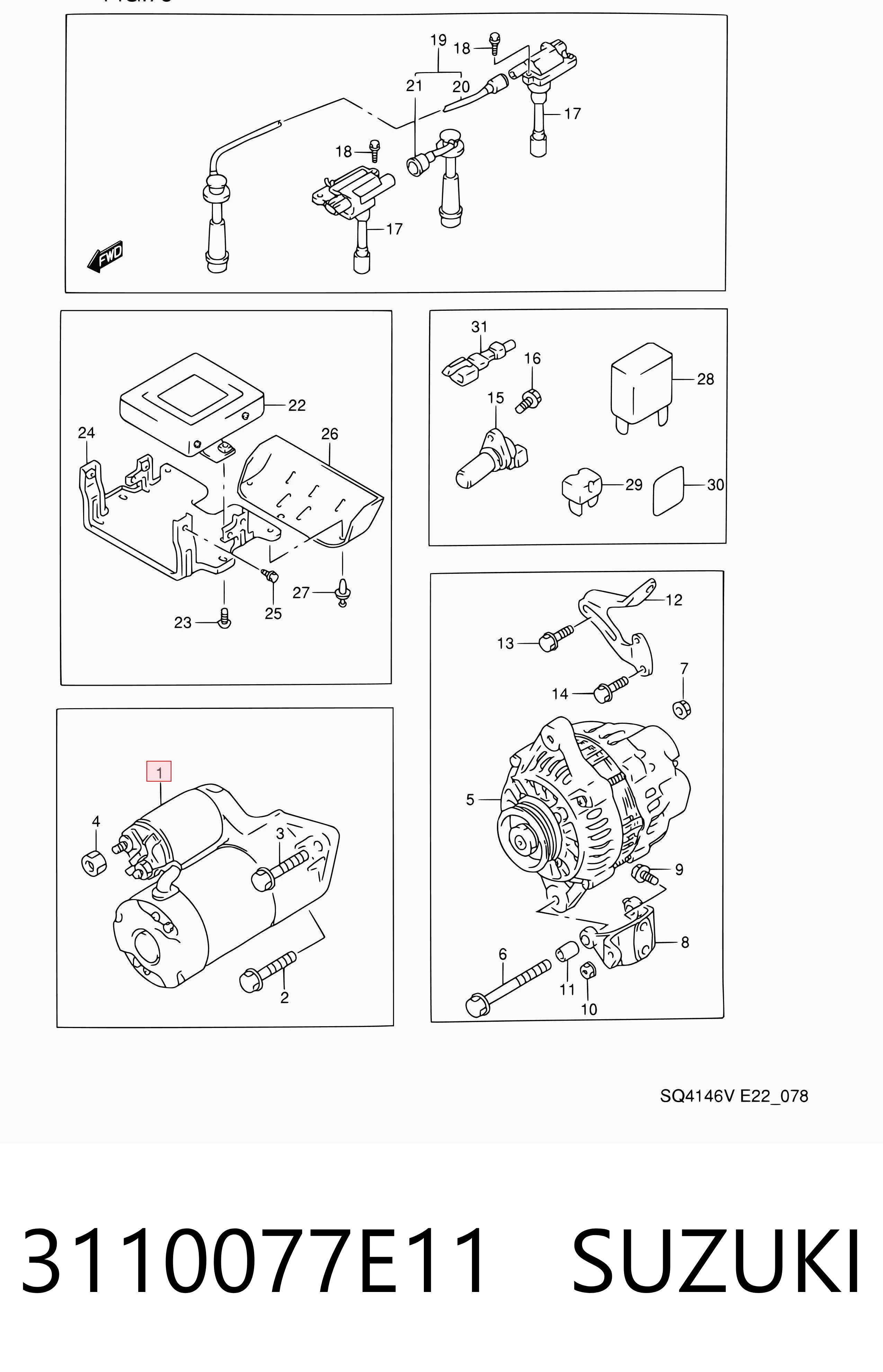 3110077E11 Suzuki Стартер двигуна